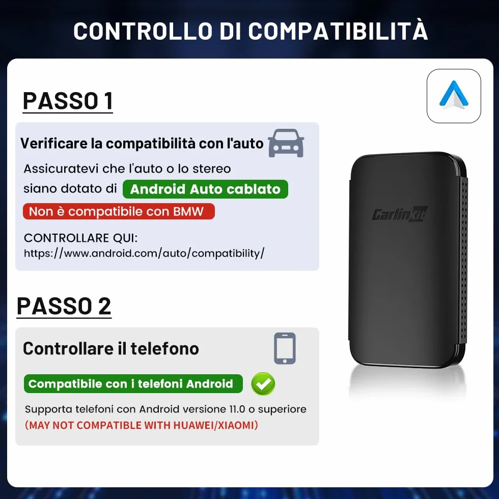 CarlinKit adattatore Android auto wireless，connessione wireless vera, basta plug and play