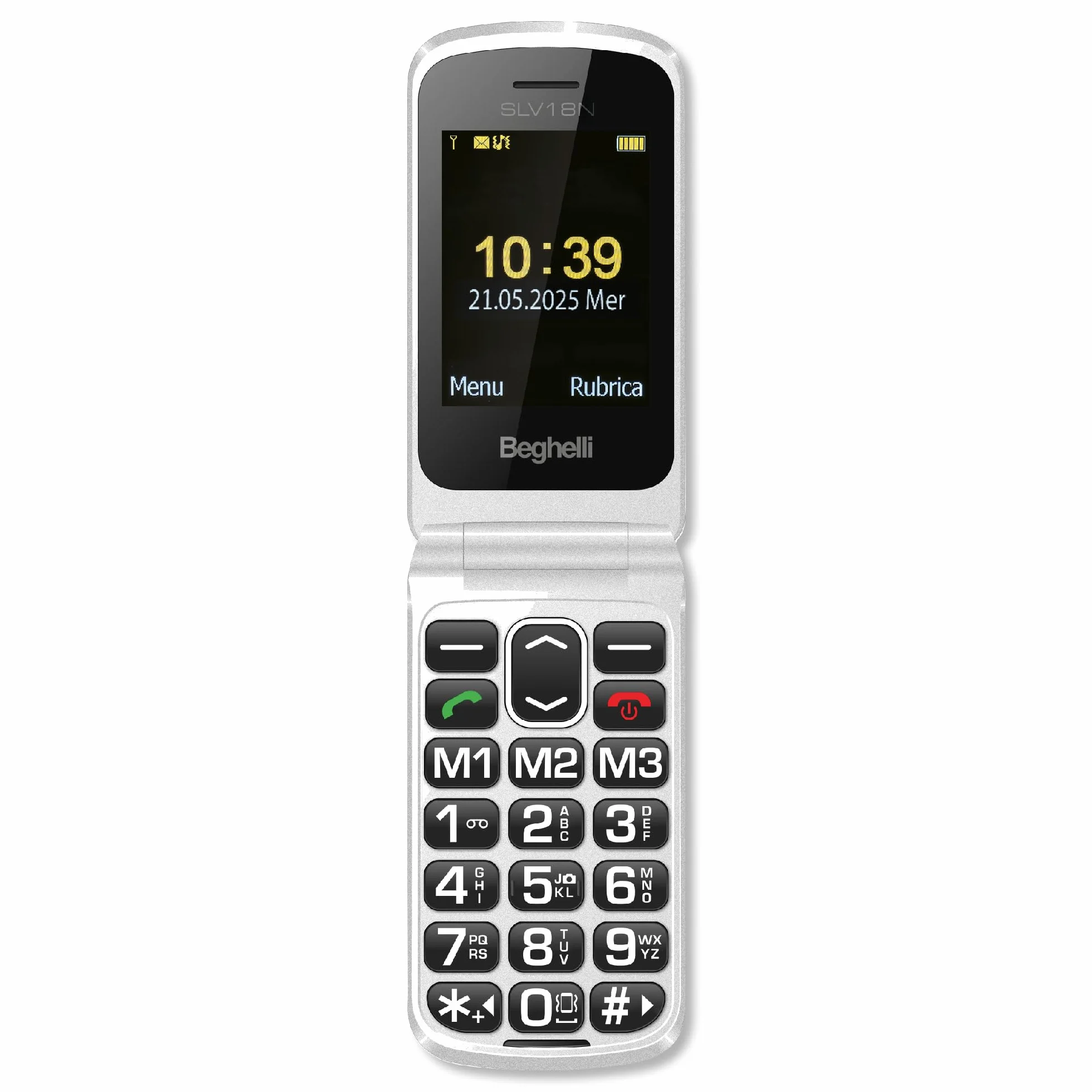 Beghelli Telefono Salvavita per Anziani, Salvalavita Phone SLV18N ECO - Cellulare GSM per Anziani, Tasto SOS, Tasti Grandi Retroilluminati, Vivavoce, Fotocamera, Torcia, Radio (Colore Grigio)