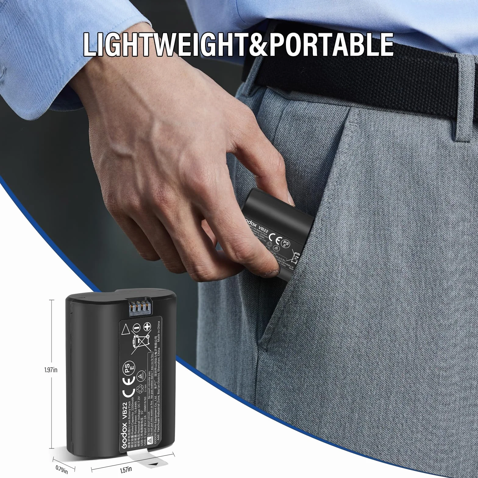 Godox Batteria al Litio VB22 Battery 7,2 V 2200 mAh compatibile con Flash Fotocamera V480 V350
