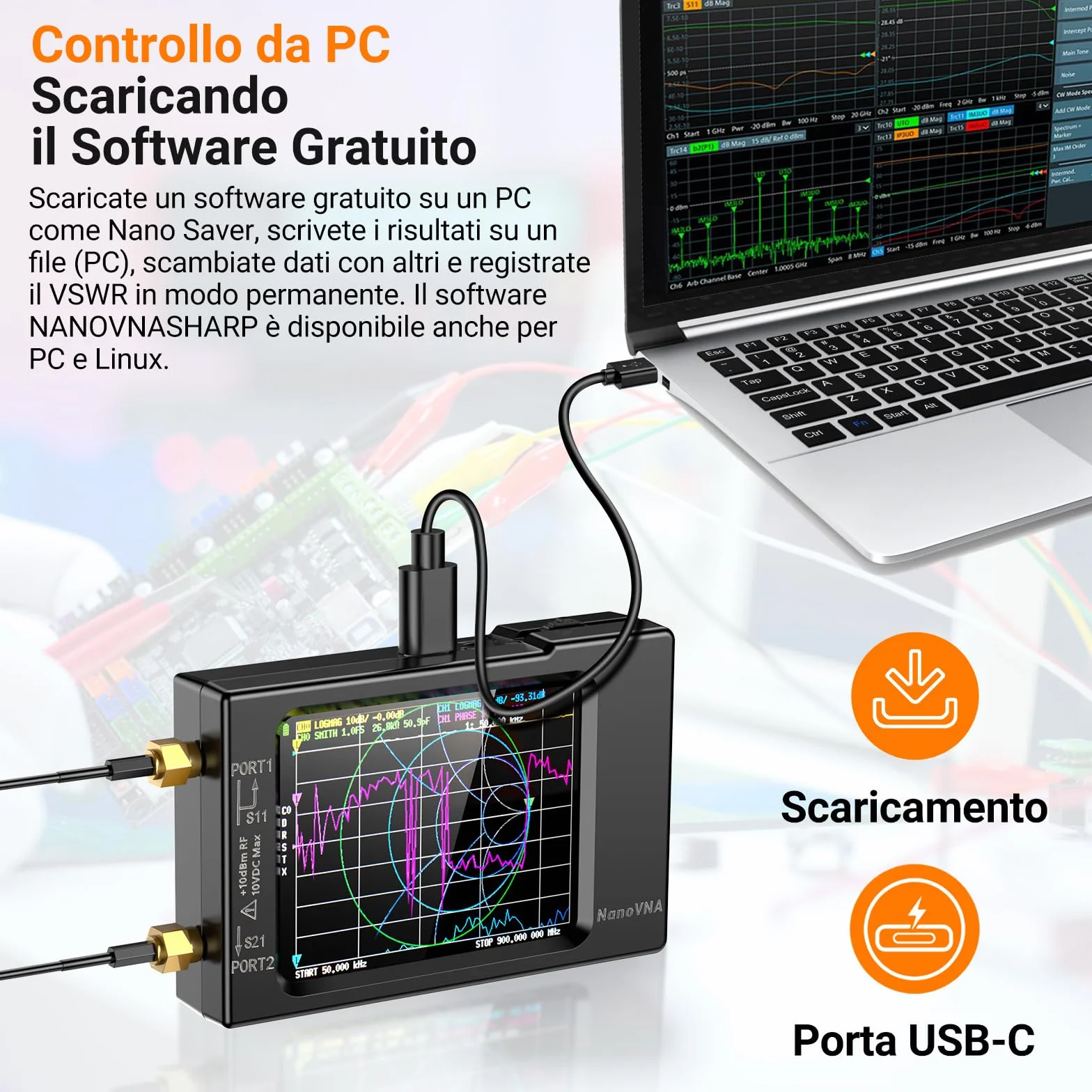Elikliv NanoVNA-H Analizzatore di Rete Vettoriale, Analizzatore di Antenna 10KHz-1,5GHz Ultima Versione HW 3,6 HF VHF UHF per Parametri S, VSWR e Analisi di Picco, Fase, Ritardo e Diagramma Smith