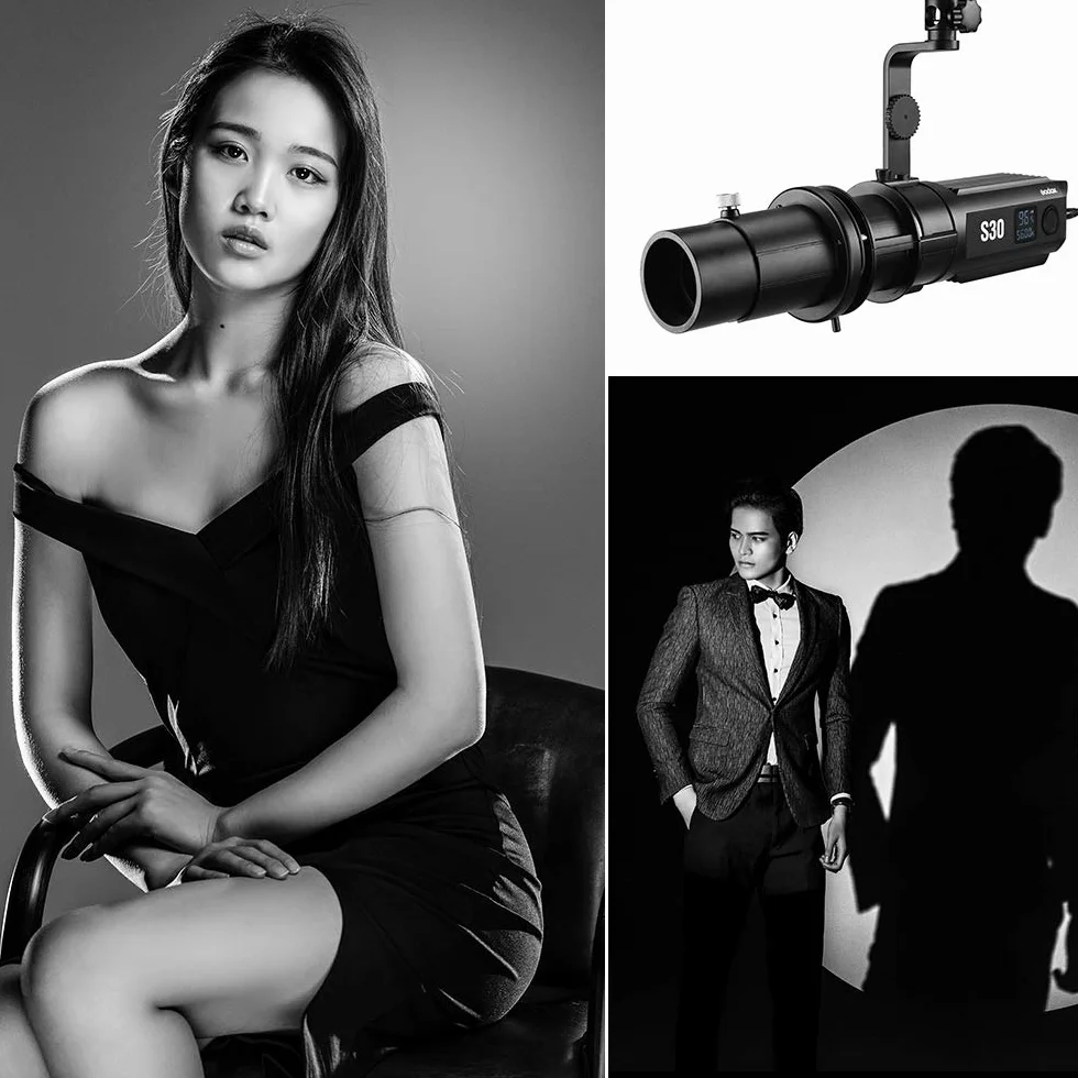 GODOX S30 Attachment +SA-02 Obiettivo 60mm per GODOX S30 LED Video Luce Registrazione Video Fotografia Ripresa Esterna (SA-02)