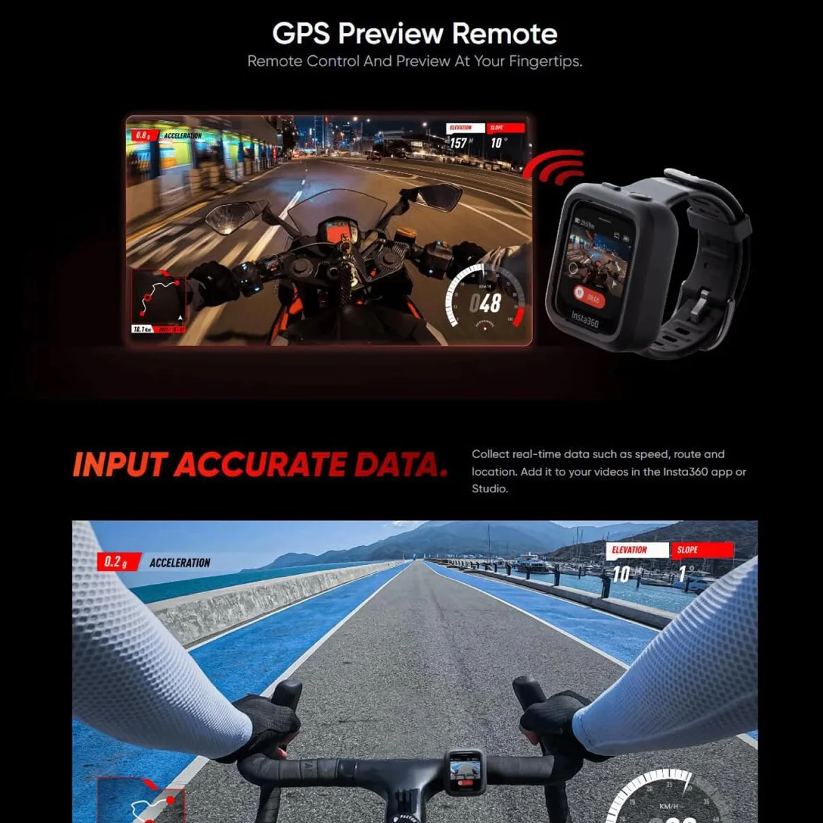 per Insta360 GPS Preview Remote/compatibile con Insta360 X4/ACE/ACE PRO/Pro 2