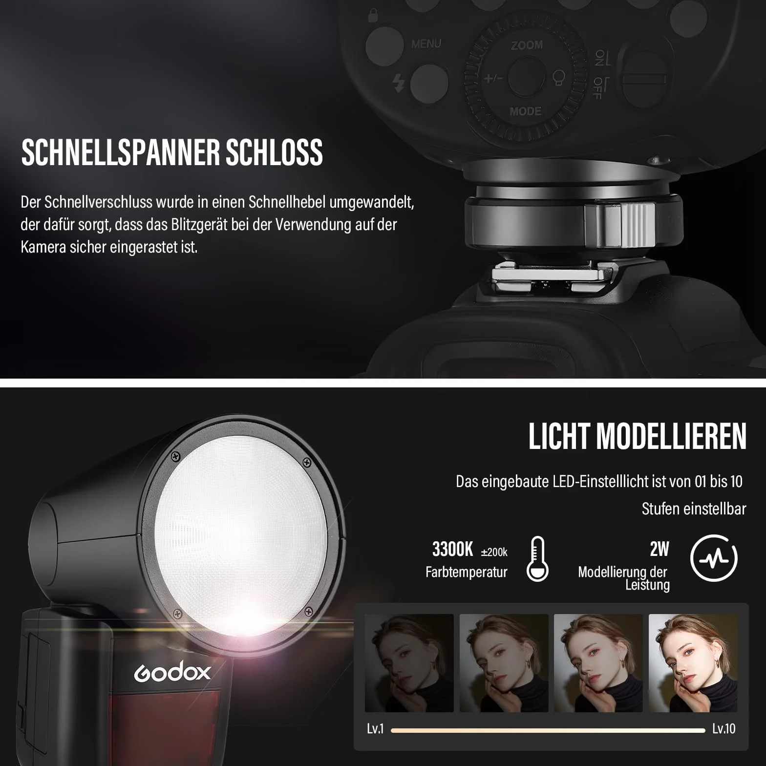 Godox V1F Flash Speedlite 76Ws 2.4G Alta Velocità Sync 1/8000s 2600mAh Li-Ion Akku per Fotocamere Fuji