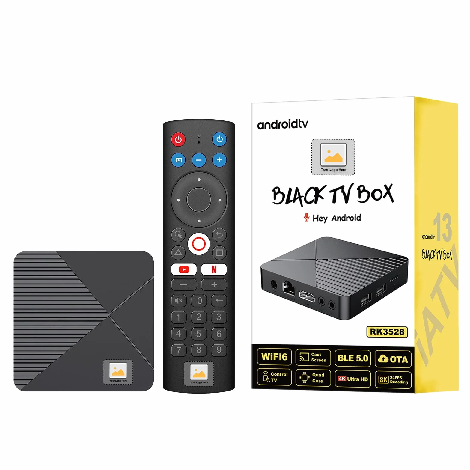 BOXPUT R5 scatola Android con 4 GB RAM e 64 GB ROM, scatola TV Android 13.0, chip RK3528/WiFi6/BT5.0, 8K decodifica 3D HDR10 ad alta definizione video smart TV box, con isolamento a infrarossi