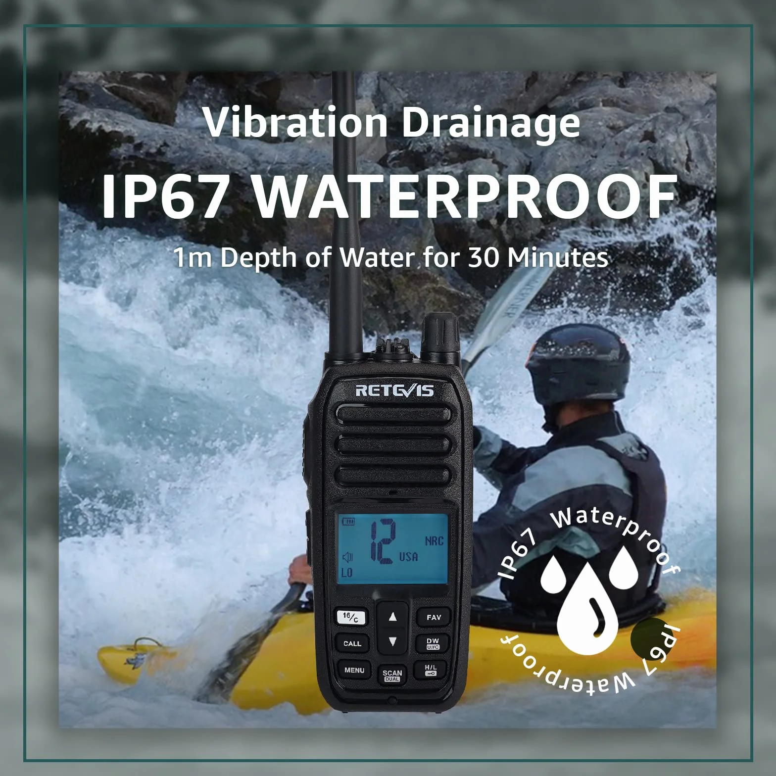 Retevis RM21 Radio Marina Palmare Walkie Talkie Impermeabile IP67 Riduzione Intelligente del Rumore AI 88 Canali