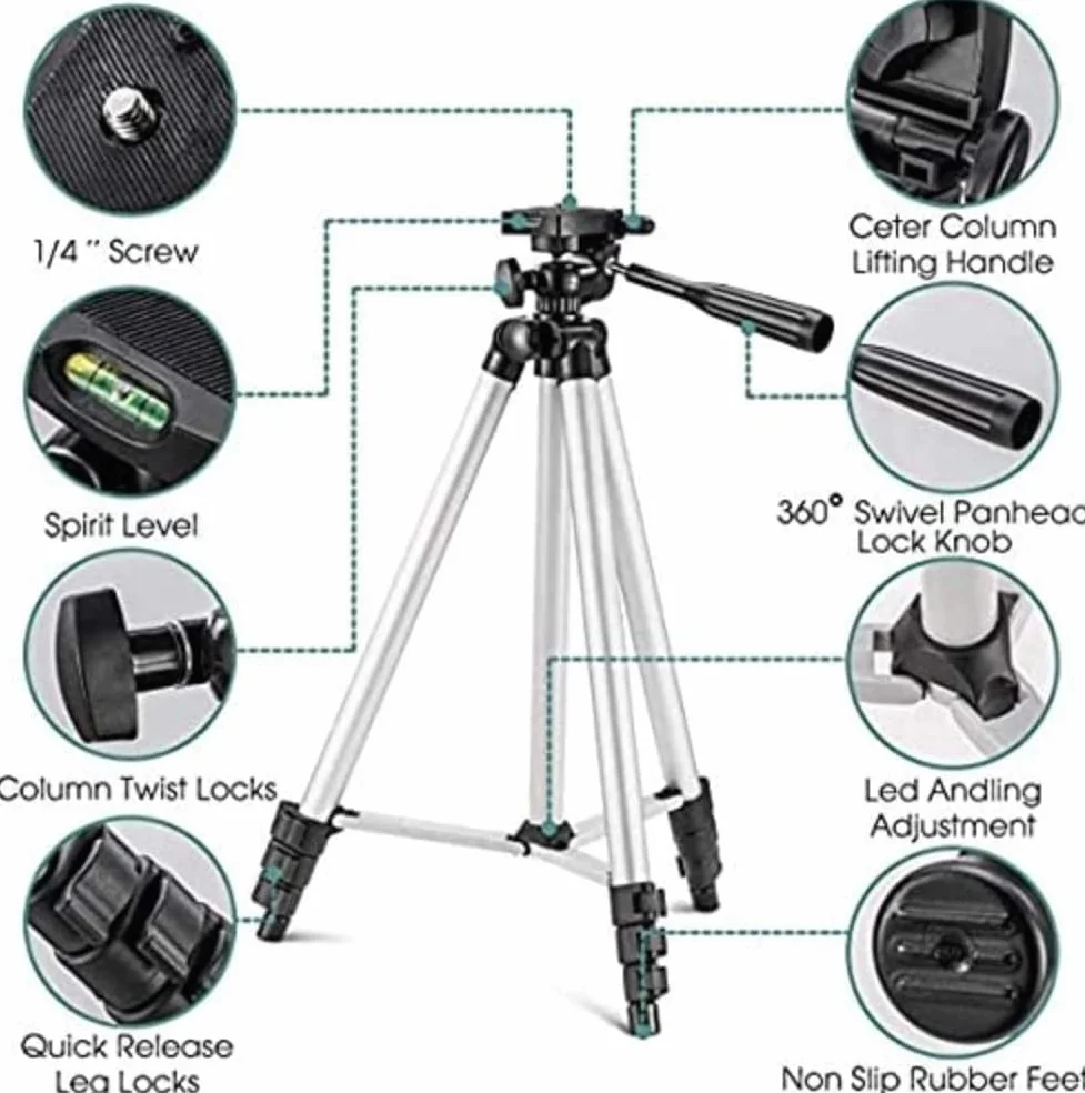 Treppiede Fotocamera Leggero Cavalletto Allungabile Alluminio con Livella Regolabile Estendibile per Macchina Fotografica digitale Videocamera Treppiedi Camera per Canon Nikon Supporto Smartphone