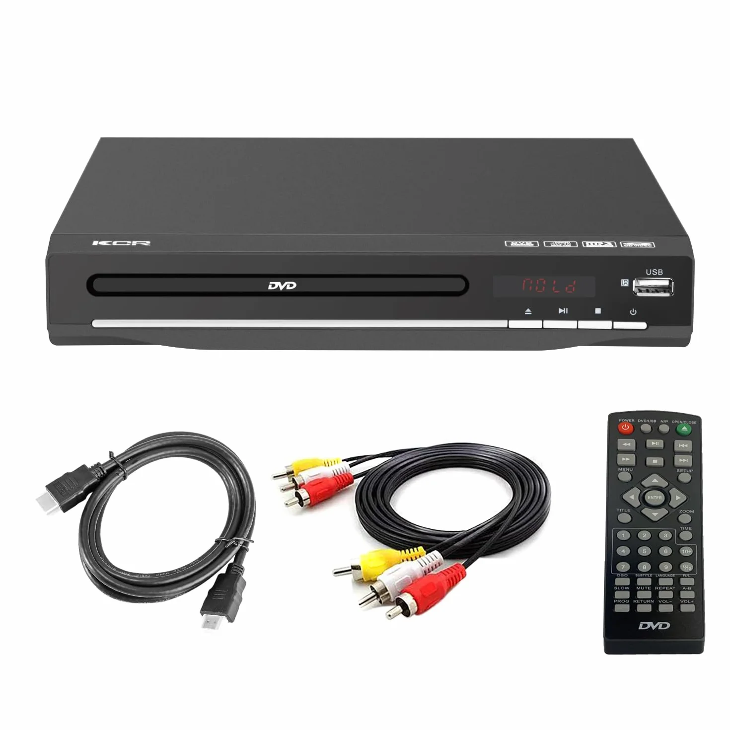 KCR Lettore DVD Per Tv, compatibile con lettore CD/DVD / MP3 con telecomando, porta USB Supporto Uscita HDMI (disco blueray non supportato) Nero (225)