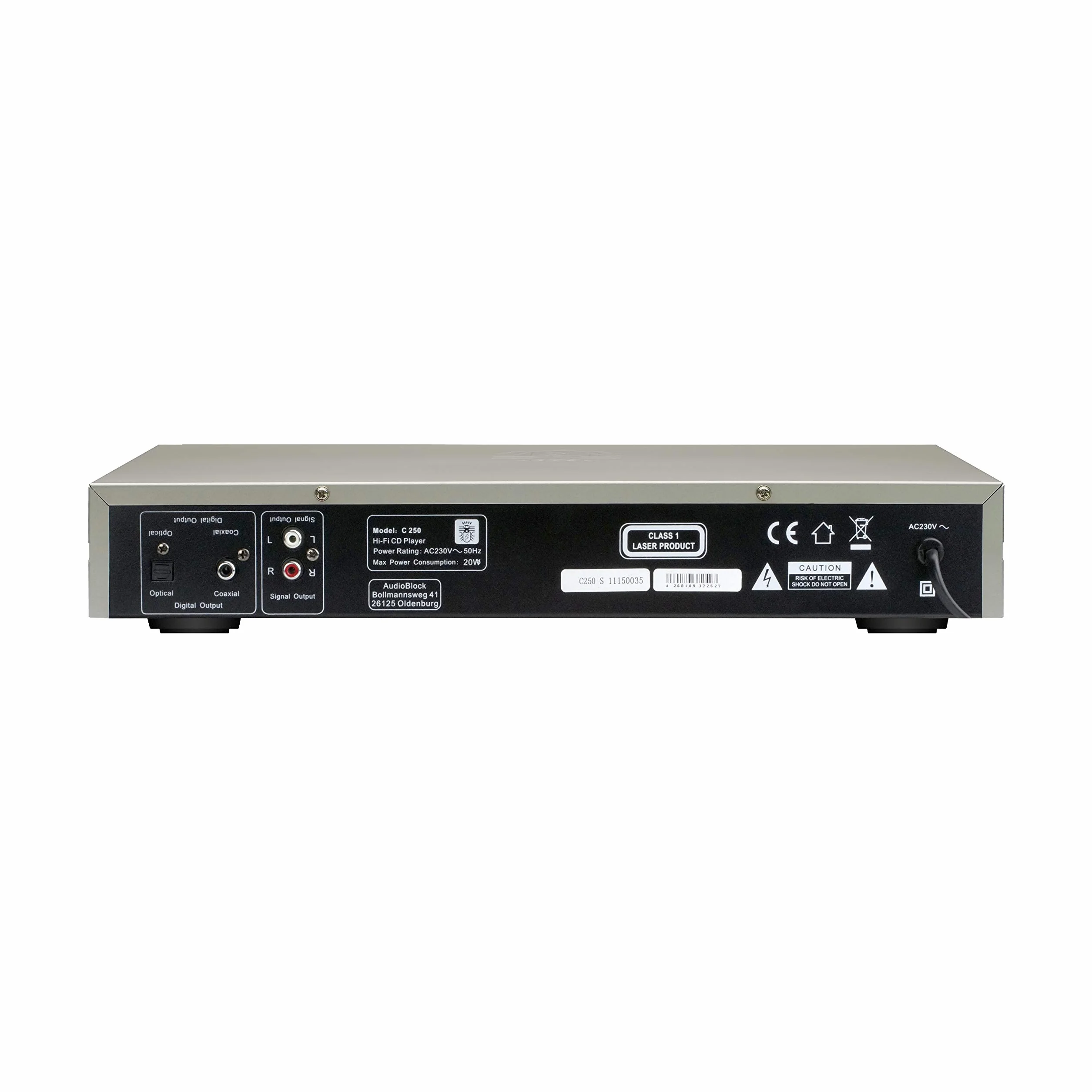 BLOCK C-250 Lettore CD compatibile con HDCD, CD-R, CD-RW, Mp3, Silver