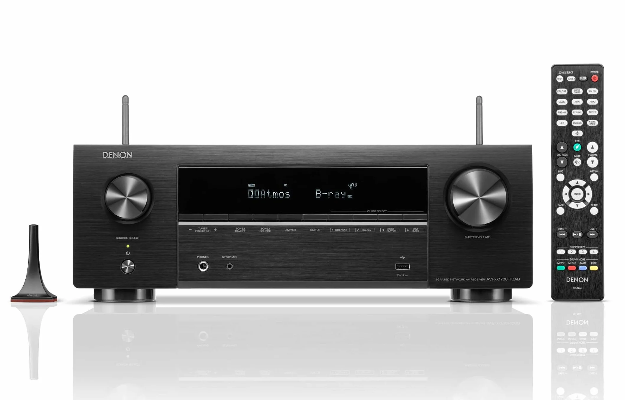 DENON AVR-X1700HDAB, Ricevitore AV a 7.2 canali, amplificatore HiFi con Dolby Atmos, DTS:X, 6 ingressi HDMI e 1 uscita, 8K HDMI, Bluetooth, WLAN, AirPlay 2, HEOS Multiroom, compatibile con Alexa