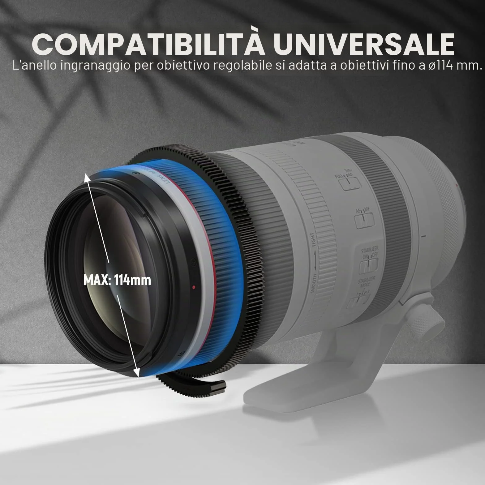 NEEWER Mini Follow Focus con attacchi A/B, corona dentata, asta da 15 mm e morsetto per fotocamera a film, fotocamera DSLR/senza specchio, compatibile con lenti di diametro fino a 114 mm, PG001