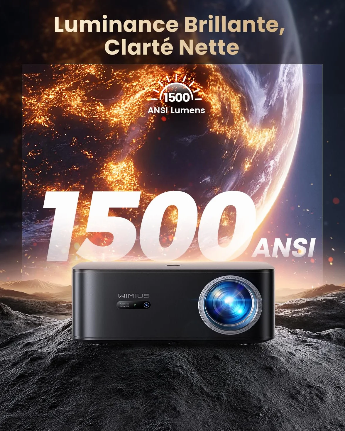 Proiettore【1500 ANSI/Google TV】Netflix Incluso Proiettore 4K Support, Autofocus/Keystone Nativo 1080P Smart Videoproiettore Full HD WiFi Bluetooth con Controllo Vocale Remoto per Home Cinema