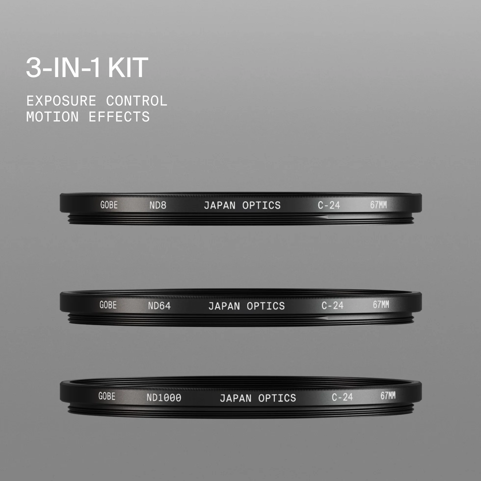 Gobe - Kit filtri per obiettivi 82 mm ND8, ND64, ND1000