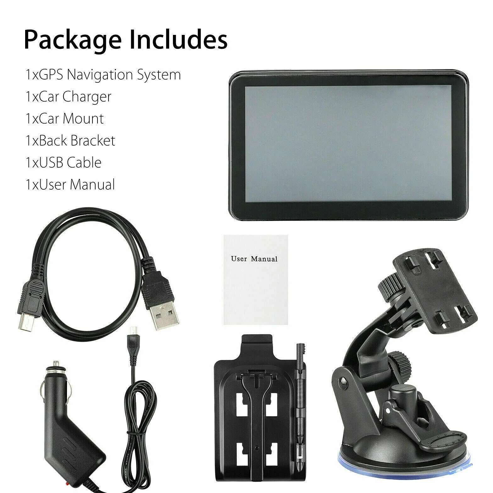 Riloer Navigatore GPS per Auto Portatile da 7 Pollici per Camion, Auto, Touch Screen Capacitivo, con Mappa ad Alta Definizione, FM, Console per Auto 3D