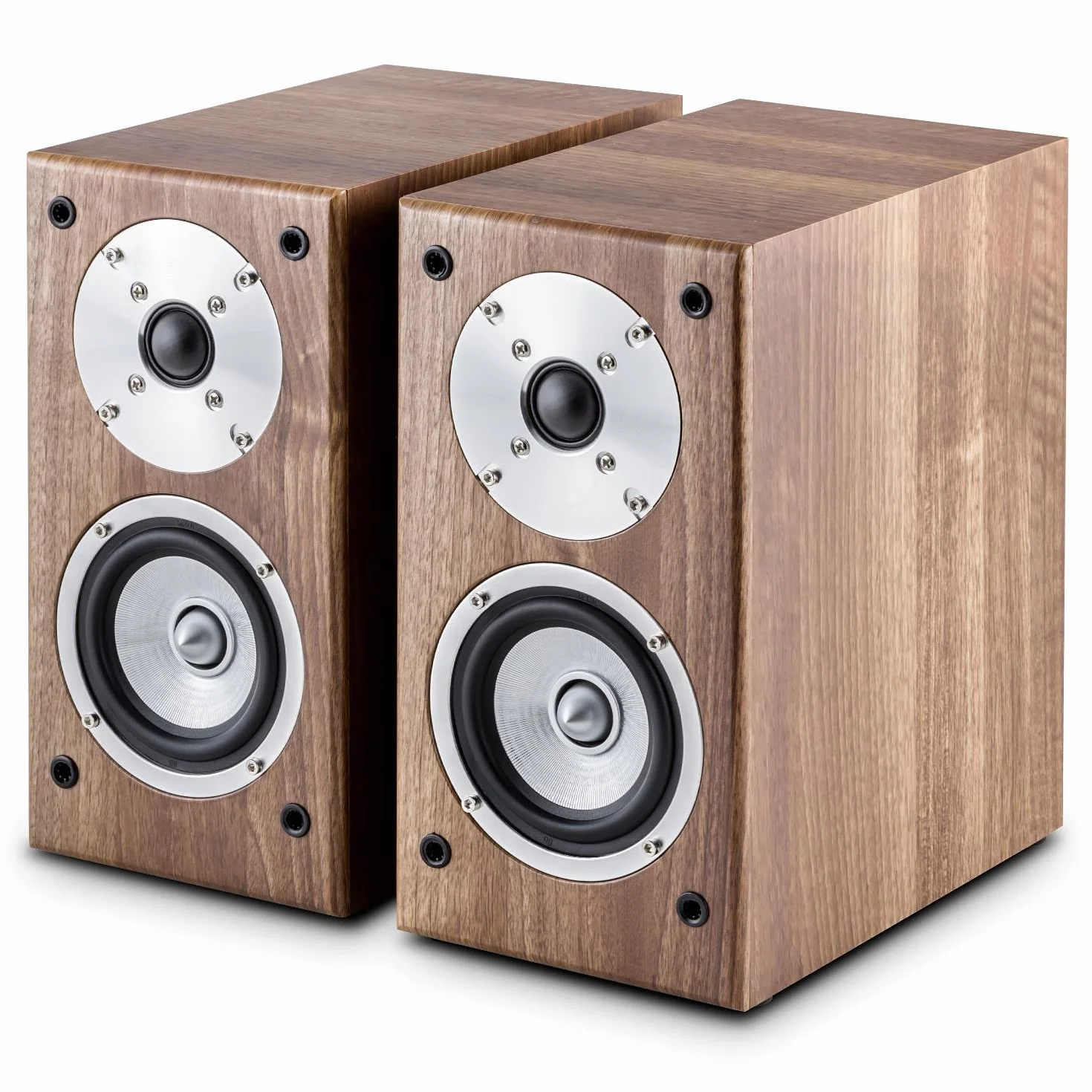 AUNA Linie 501 BS - Coppia di Diffusori da Scaffale, Altoparlanti Passivi, Casse Speaker, Tecnologia a 2 Vie, Midrange di 10 cm, Tweeter di 2.5 cm, 50 Watt RMS, Noce