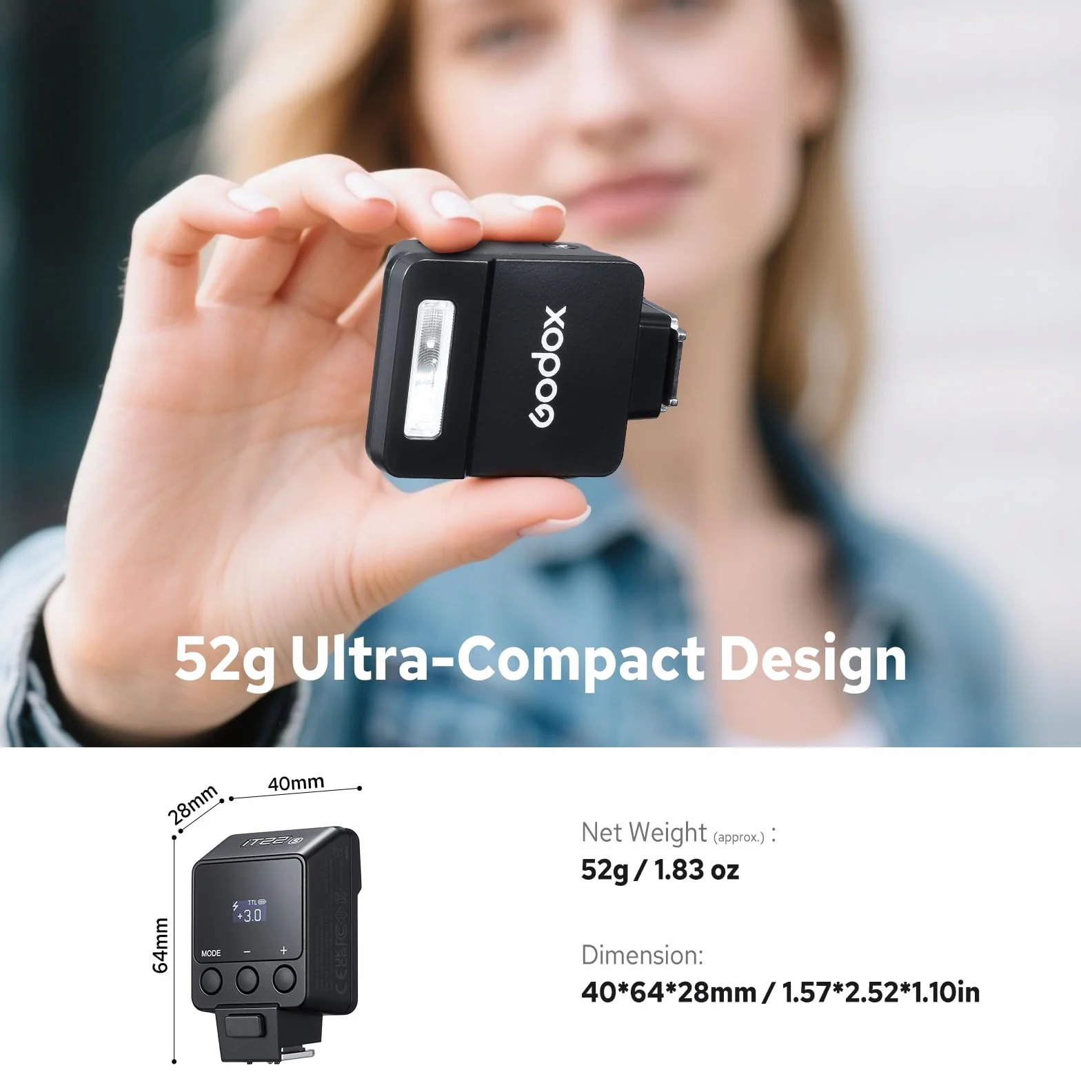 Godox iT22 S iT22S Mini Flash TTL per Fotocamera Sony con Batteria al Litio Integrata 700 Lampi