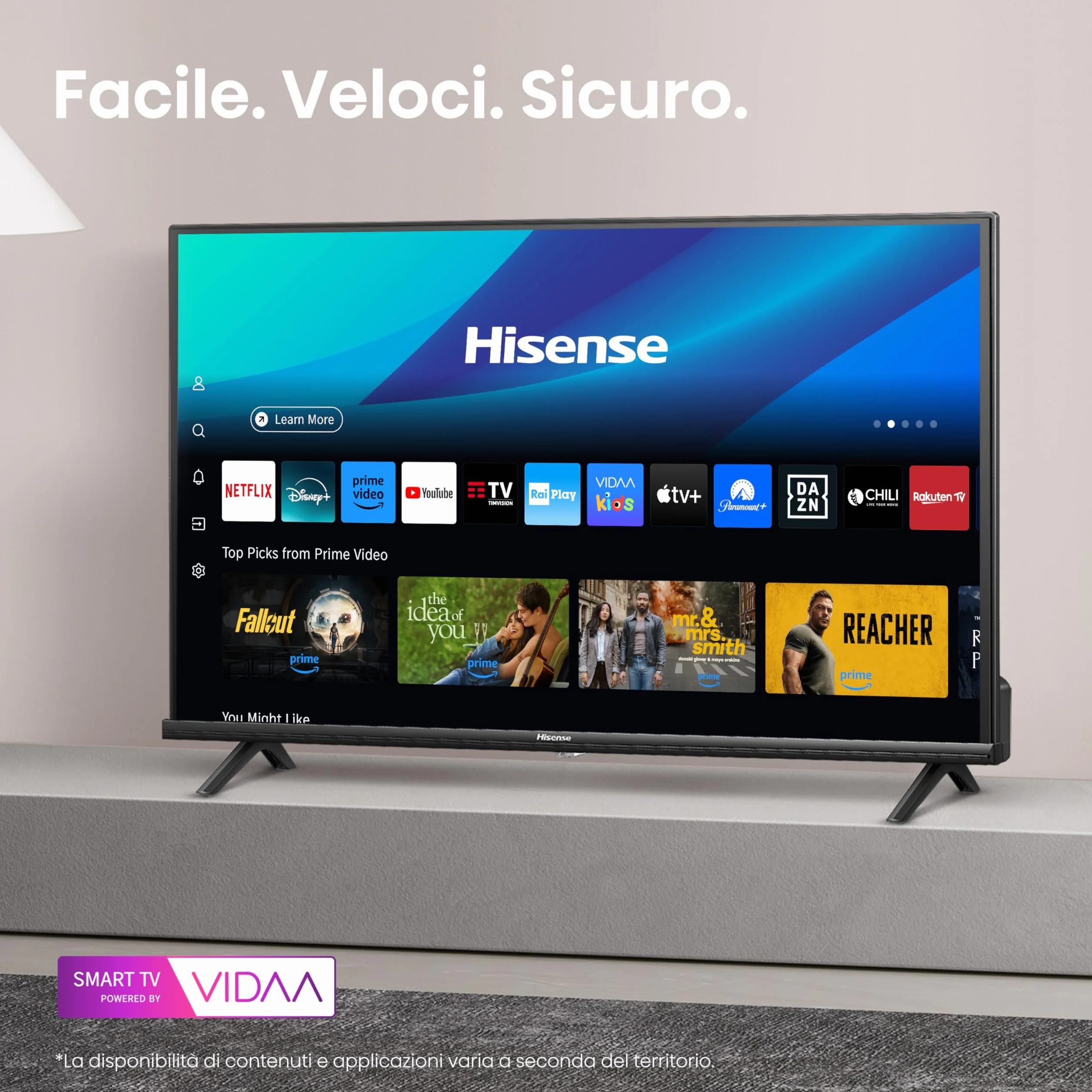 Hisense TV 32" HD Ready 2025 32E41QT, Smart TV VIDAA U8, Airplay2, Game Mode, Works with Alexa, Tuner DVB-T2/S2 HEVC 10, lativù, 32'', 2025 LED