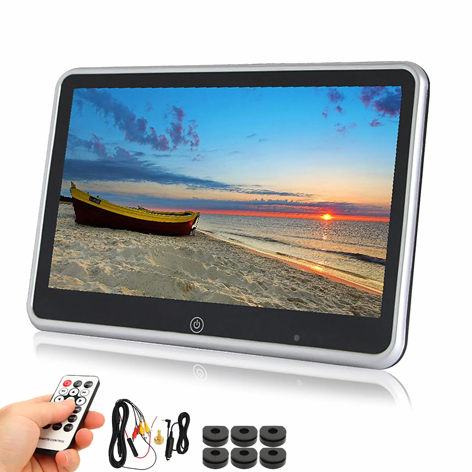 Schermo da 10,1 Pollici per Poggiatesta Auto, Lettore Dvd per Poggiatesta, Touch Screen HD (risoluzione: 1024 × 600), USB/TF, Facile da Installare, 9 Lingue,1PCS