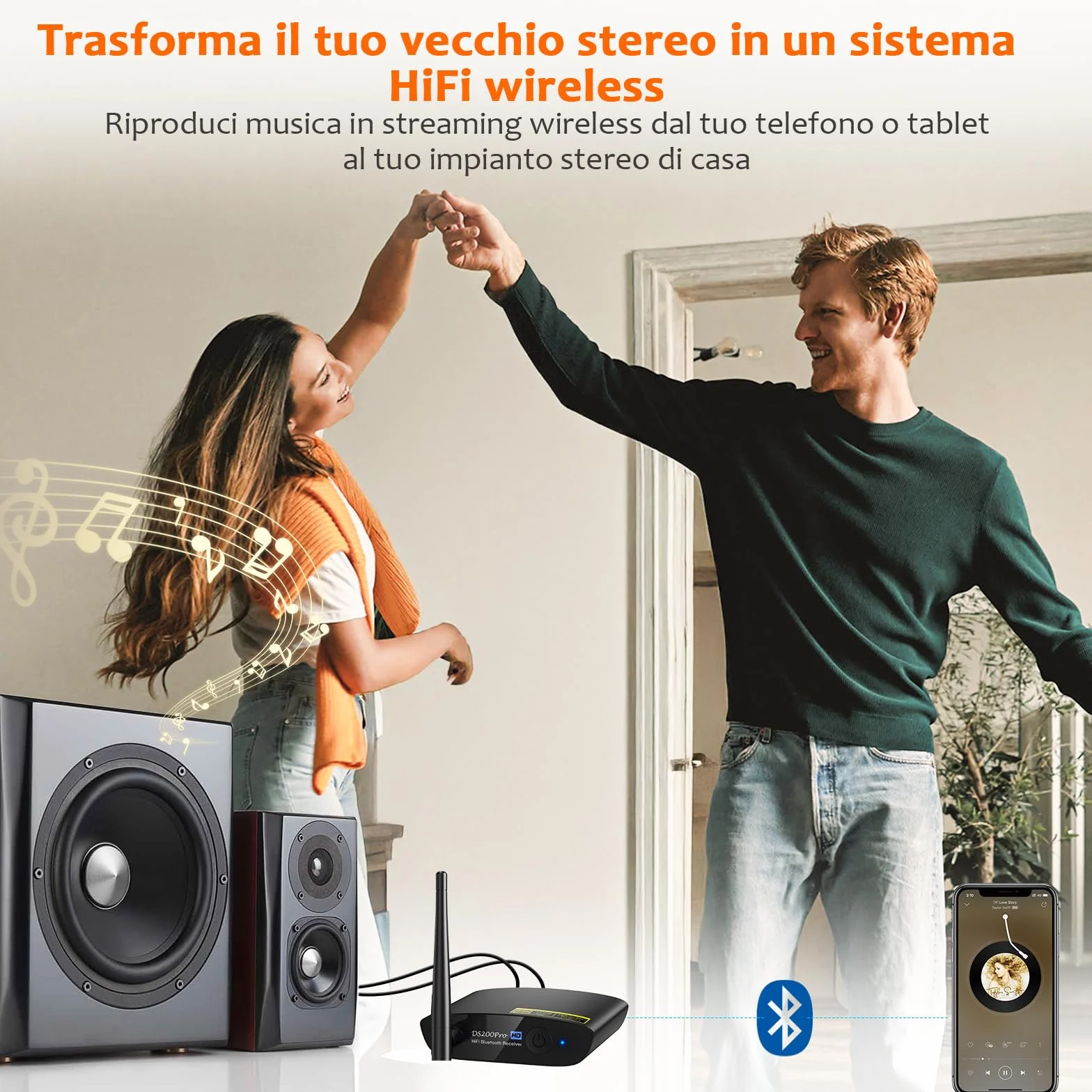 1Mii DS200Pro Bluetooth 5.3 HiFi Stereo Audio Adapter, Hi-Res LDAC aptX HD ESS DAC Audiophile Optical RCA