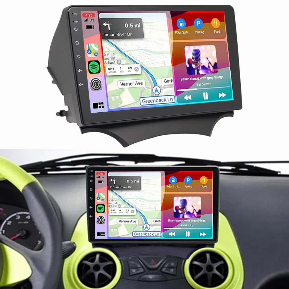 Radio 2+64G doppia DIN per Ford Ka 2008 2009 2010 2011 2012 2013 2014 con schermo Bluetooth, schermo IPS touch screen da 9" con wireless Carplay Android Navi WiFi telecamera posteriore FM/RDS Mirror