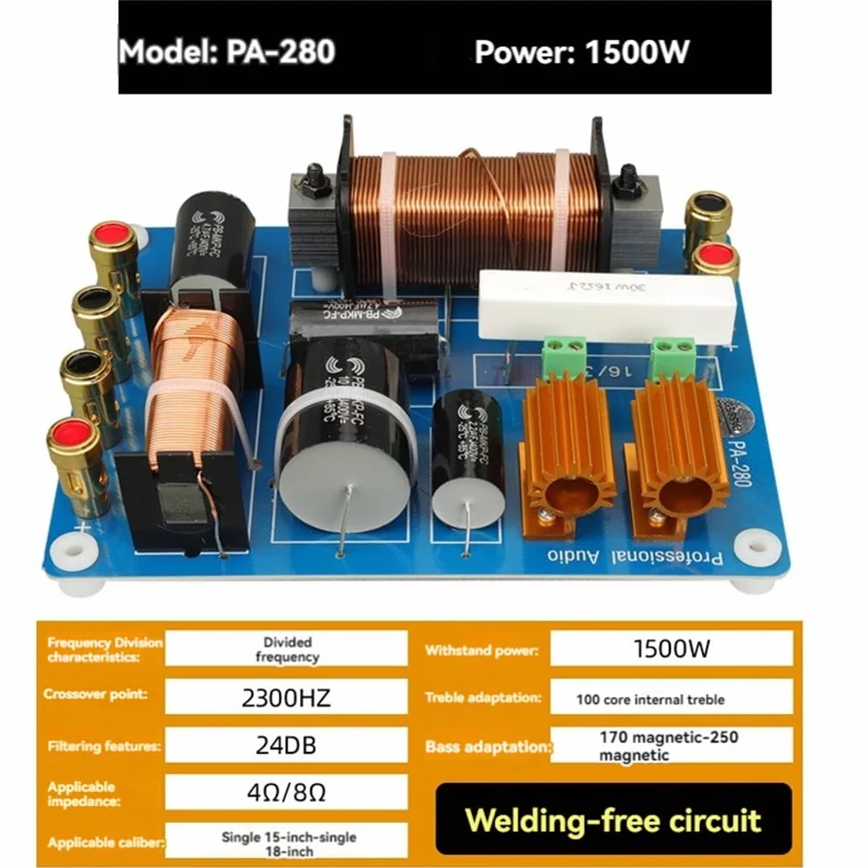 Altoparlanti direzionali crossover, prestazioni palcosceniche professionali, 1500 W divisori per singoli altoparlanti 15-18