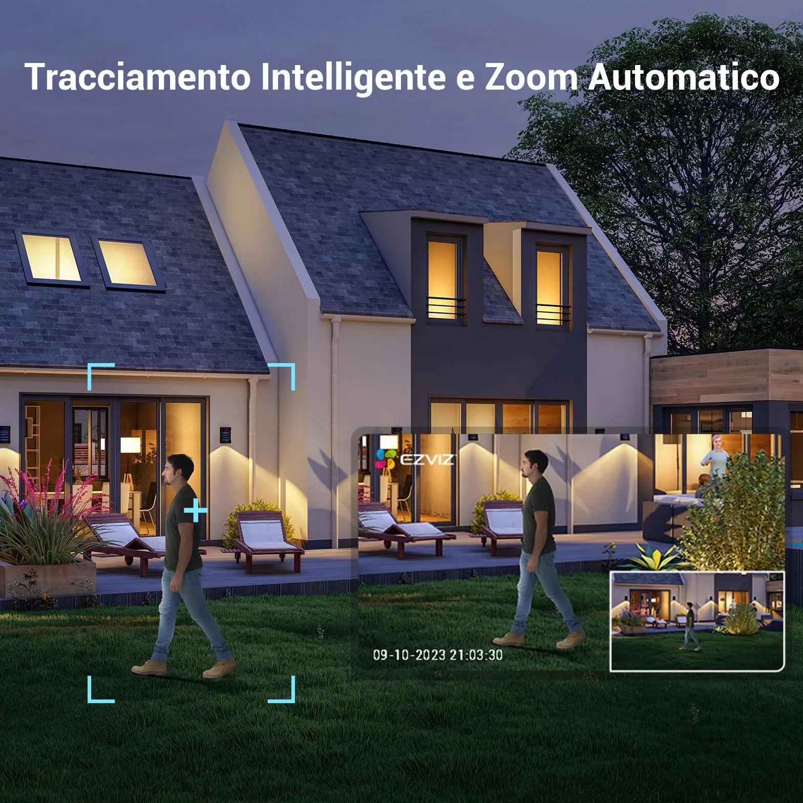 EZVIZ C8c 5MP Telecamera Wi-Fi Esterno 3K Motorizzata 360° Visione Notturna Colori Rilevamento Persone Veicoli Tracciamento Zoom Auto Alexa Google