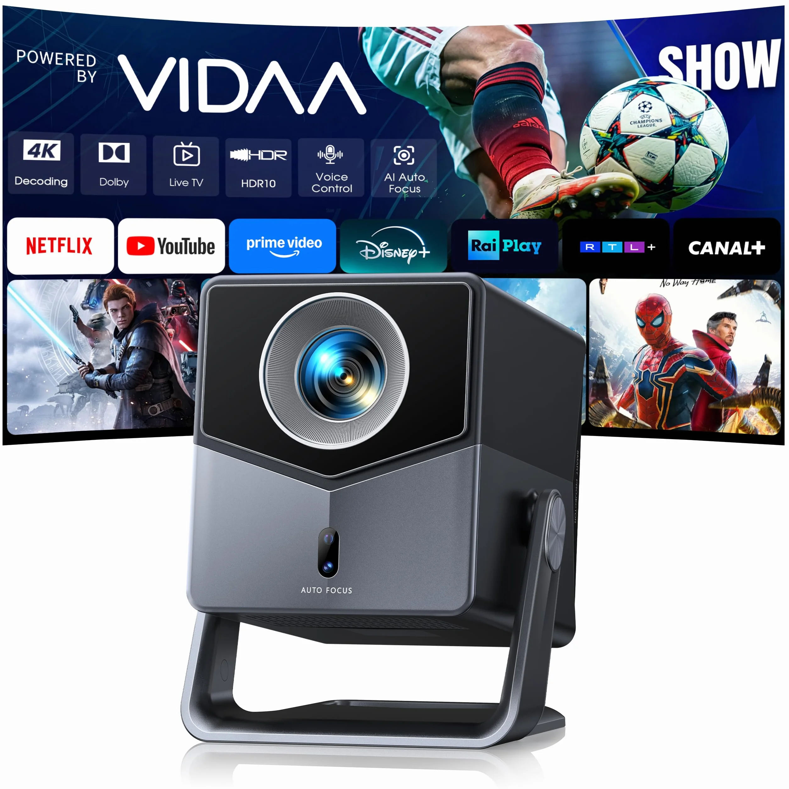 TOPTRO A2 Proiettore 4K 1400 ANSI Auto Focus Keystone Dolby Audio Bluetooth 5.4