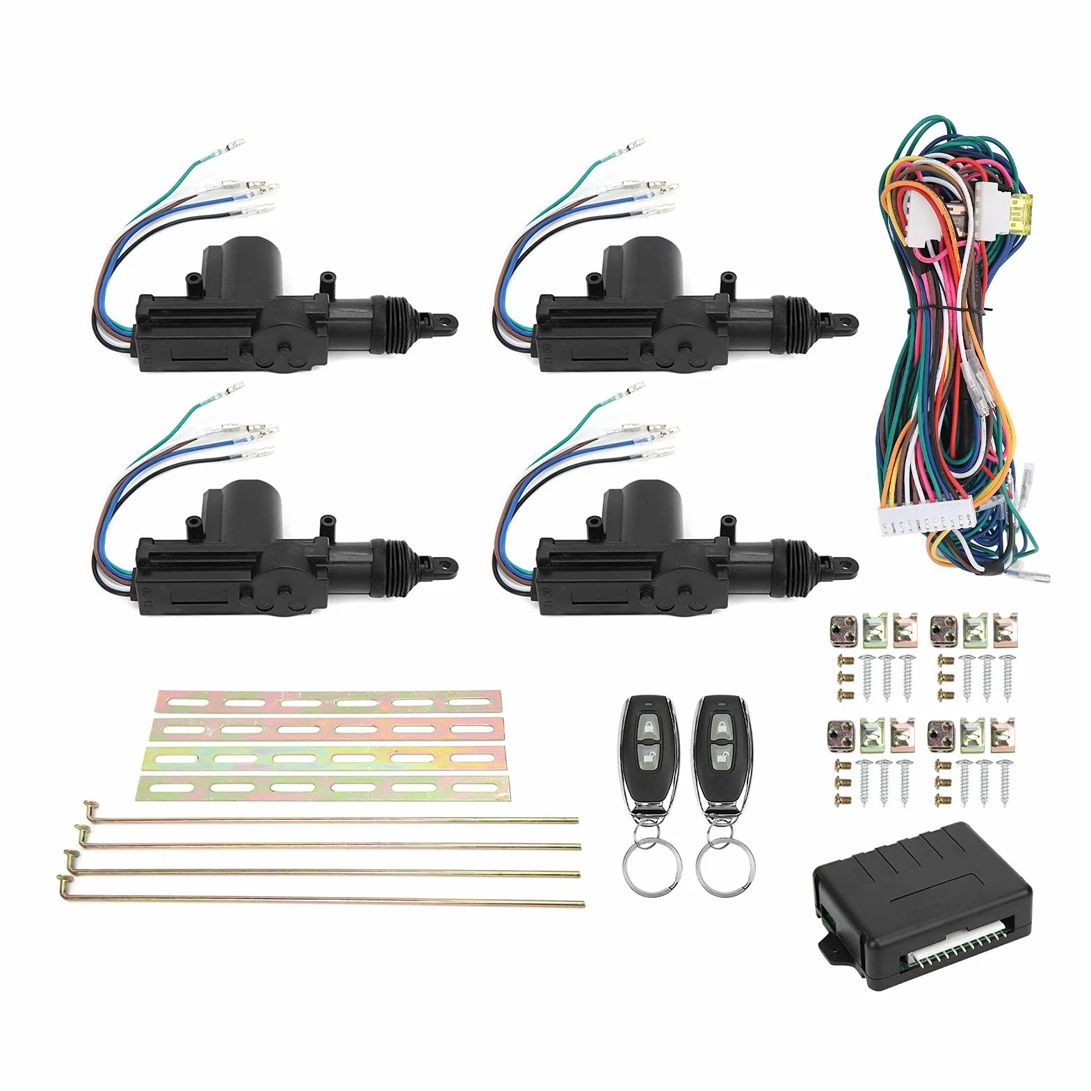 Aramox Kit Chiusura Centralizzata, Kit Centrale Remota Telecomando di Accesso Senza Chiave 12V con Indicatore LED con 2 Controller