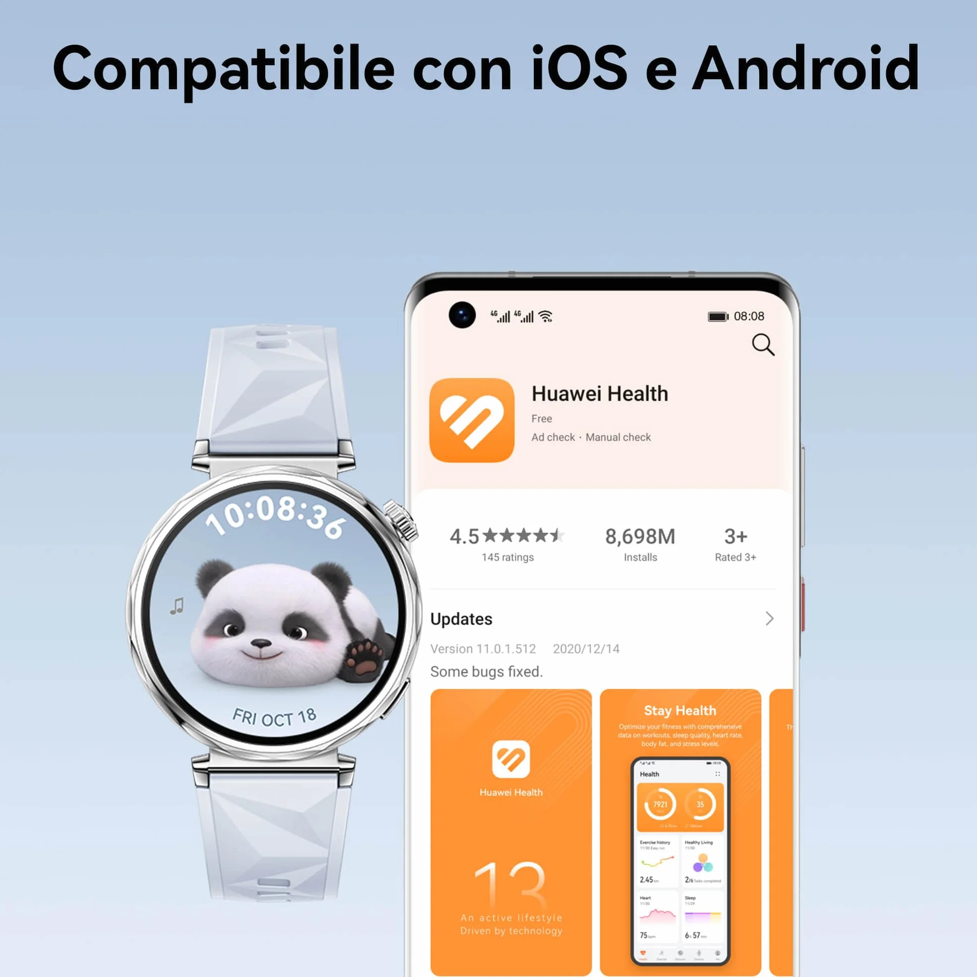 HUAWEI WATCH GT 5 46mm Smartwatch, Design Elegante, Nuova Modalità Corsa e Ciclismo, Monitoraggio della Salute, 14 Giorni di Durata della Batteria, iOS e Android, Nero