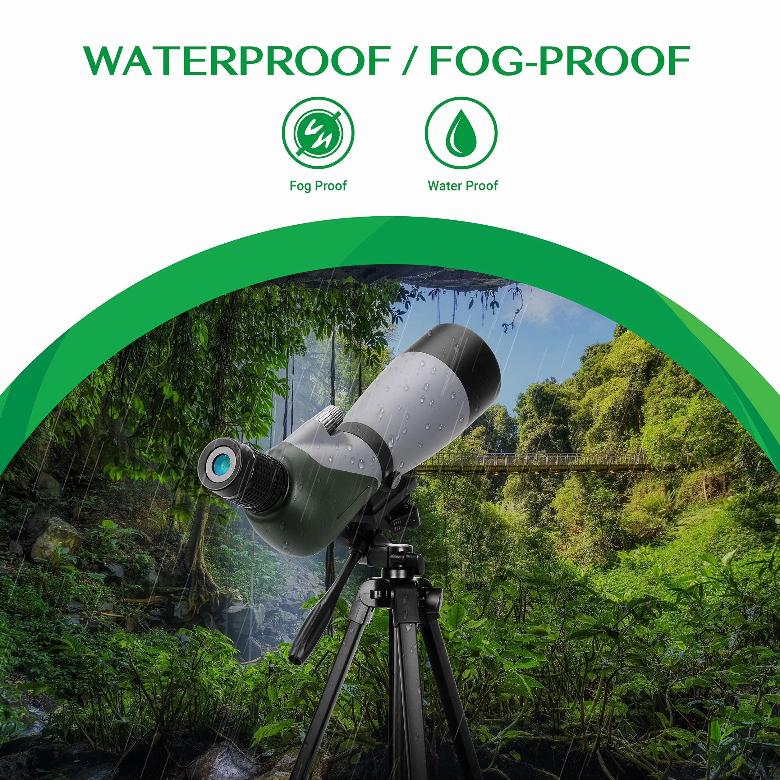 Aomekie 20-60x70 Cannocchiale Spotting Scope Zoom con Treppiede Regolabile Leggero e Adattatore per Telefono. Telescopio Terrestre Portatile Ideale per Osservazione Fauna Selvatica e Tiro al Bianco