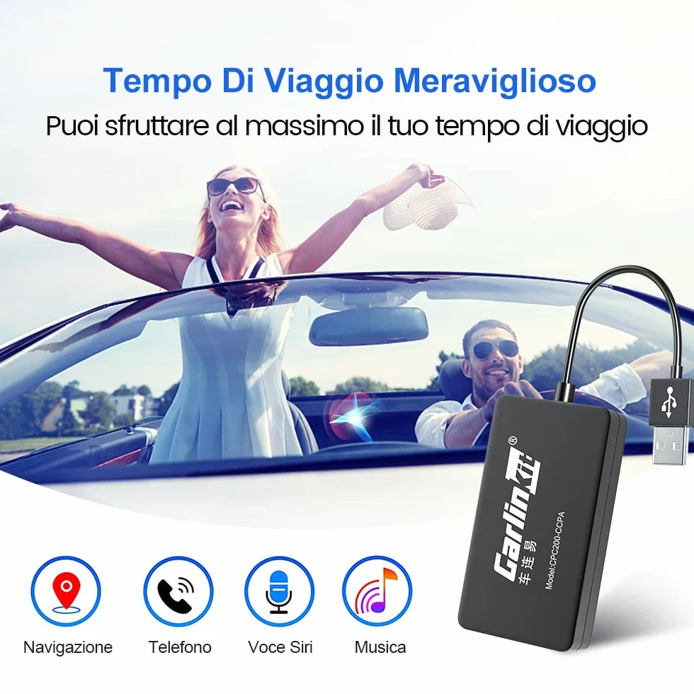 Carlinkit Nuovo adattatore auto CarPlay/Wireless Android senza fili per radio Android aftermarket versione 4.4+, necessità di installare APK su auto, supporto specchio cablato/IOS 16