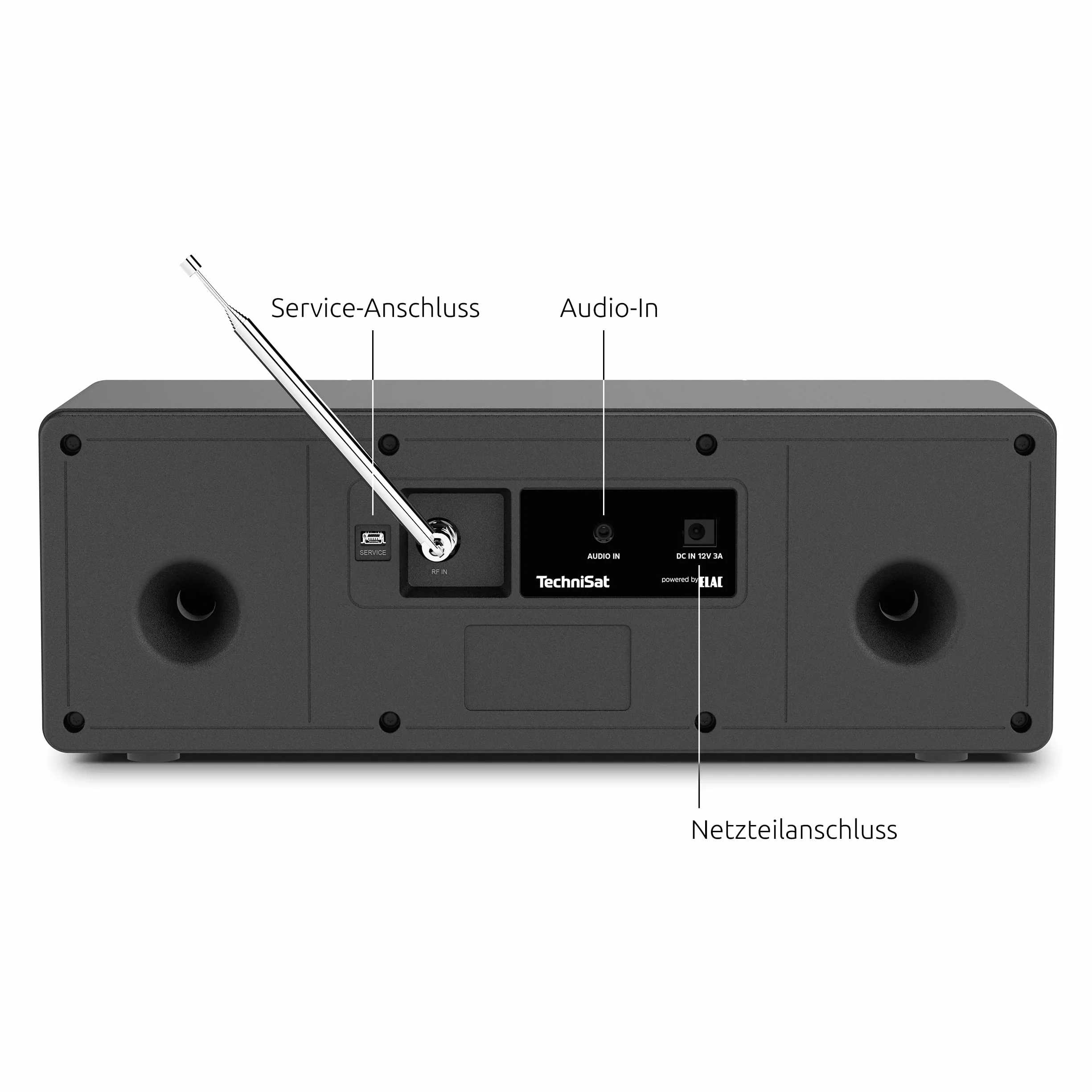 TechniSat DIGITRADIO 4 - Radio Stereo DAB (DAB+, FM, streaming audio Bluetooth (ricezione), connessione cuffie, ingresso AUX, sveglia radio, display OLED, 20 Watt RMS, altoparlanti Elac) nero