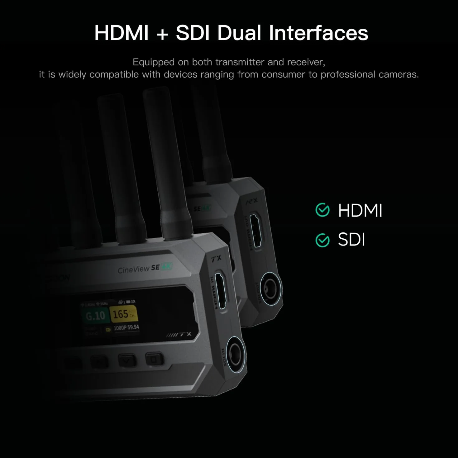 Accsoon CineView SE 4K Sistema di trasmissione video senza fili HDMI/SDI ricevitore 4K30 H.265