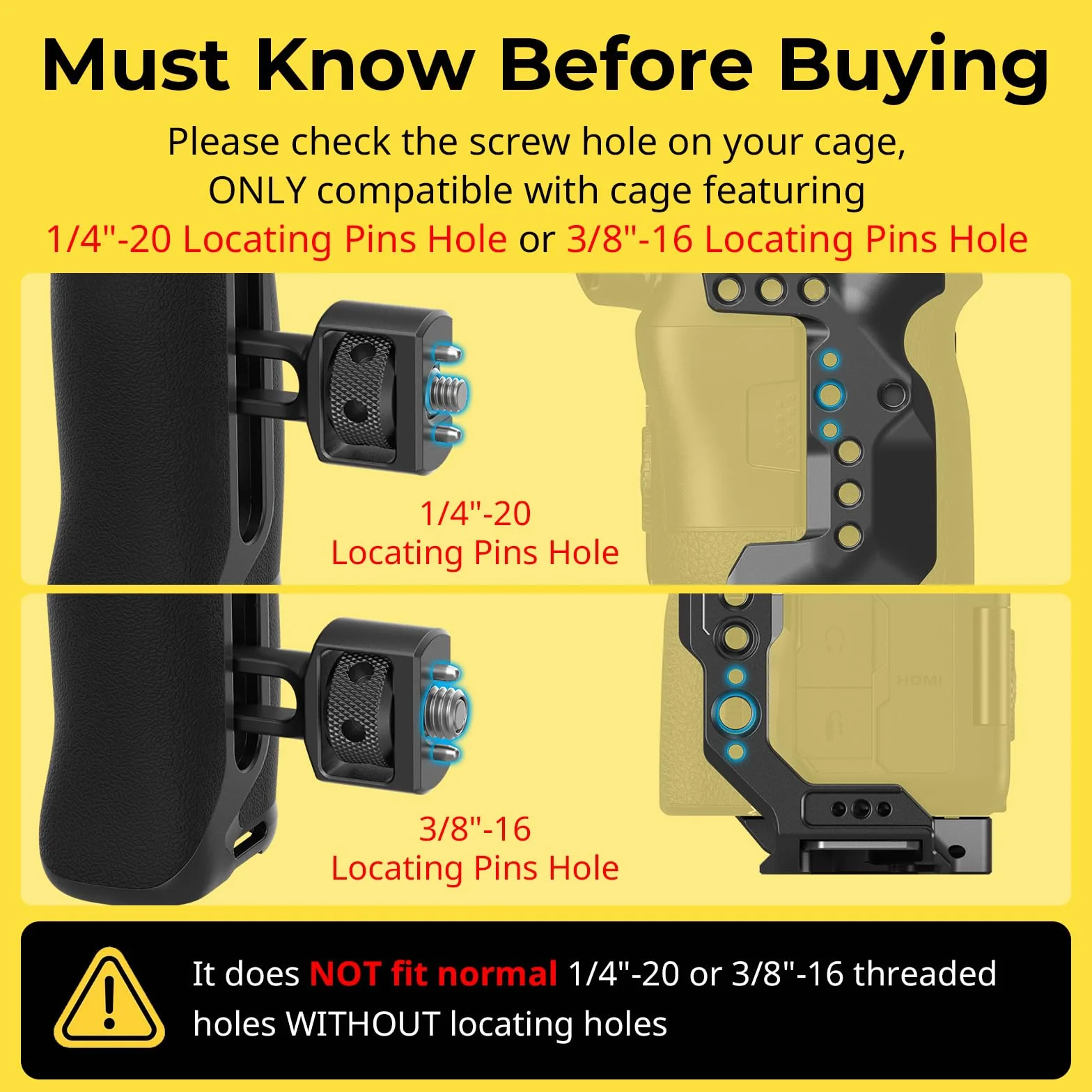 SMALLRIG Side Handle with Two-in-One Locating Screw (Sia 1/4'' che 3/8''), Punto di Montaggio Estensibile, Impugnatura Ergonomica per Sony Alpha 7 V - 4346