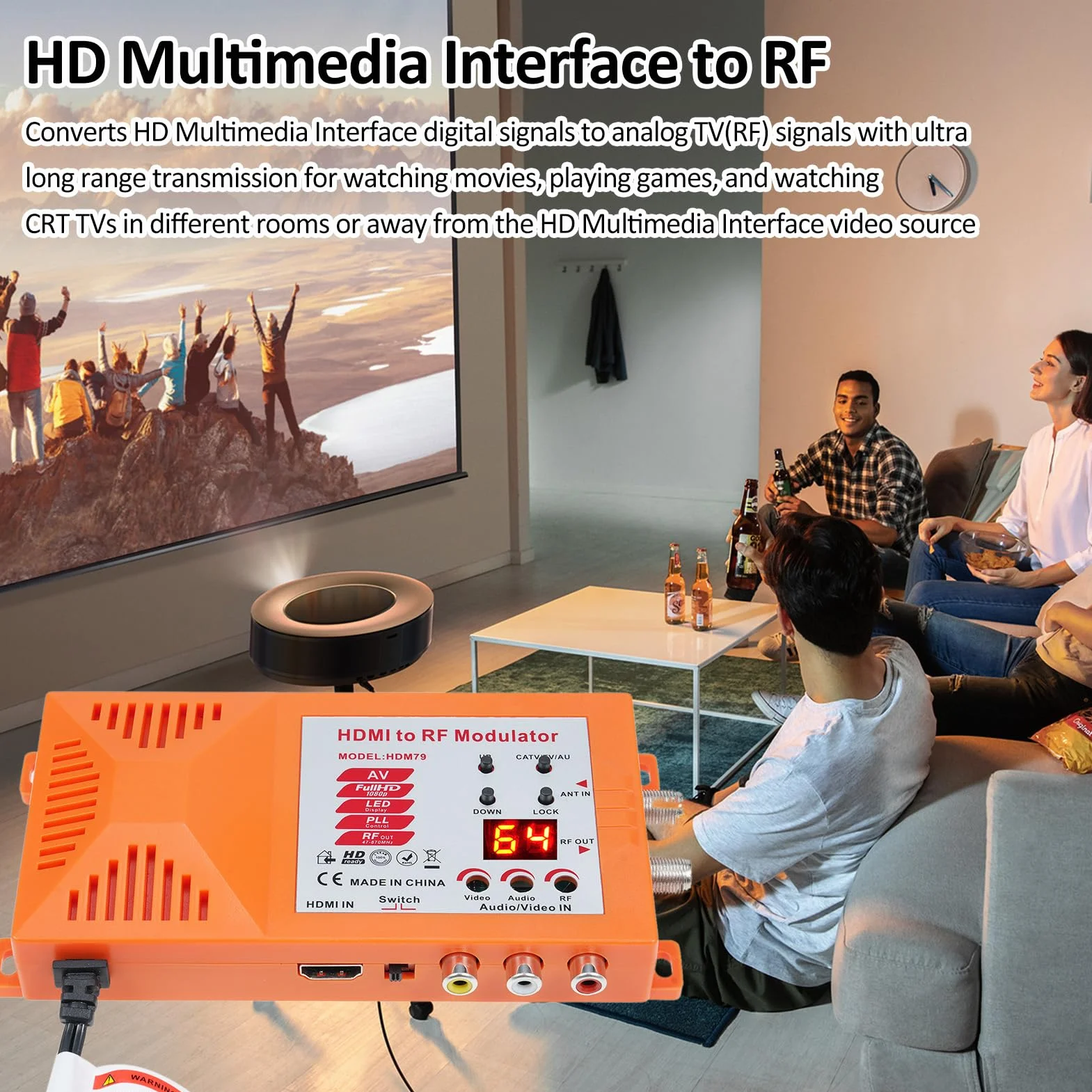 Adattatore coassiale da TV/AV a RF modulatore UHF con interruttore ANT per gaming HD Digital AV Video analogico