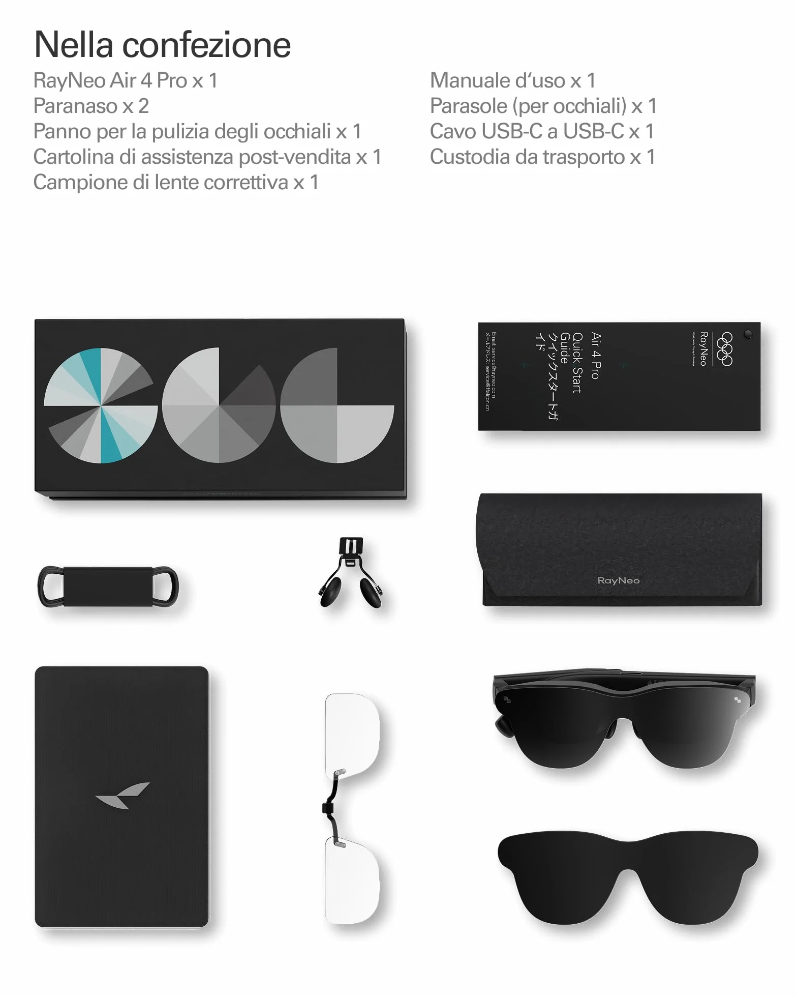 RayNeo Air 4 PRO Occhiali AR/XR, Display HDR10, Chip Vision 4000, Cinema Virtuale 201 Pollici, Audio di Bang & Olufsen, 3D per Film e Giochi per iPhone 17,16,15/Android/Switch 2/Mac/Steam Deck/PS4/5