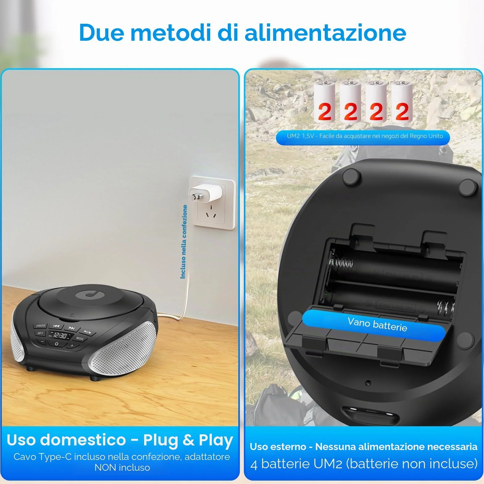 Gueray Lettore CD Portatile Boombox - Radio CD Compatto con Altoparlanti Stereo, Radio FM, Ingresso AUX 3.5 mm, Jack per Cuffie e Display LCD per Interni, Esterni, Viaggi & Audiolibri (Nero + Argento)