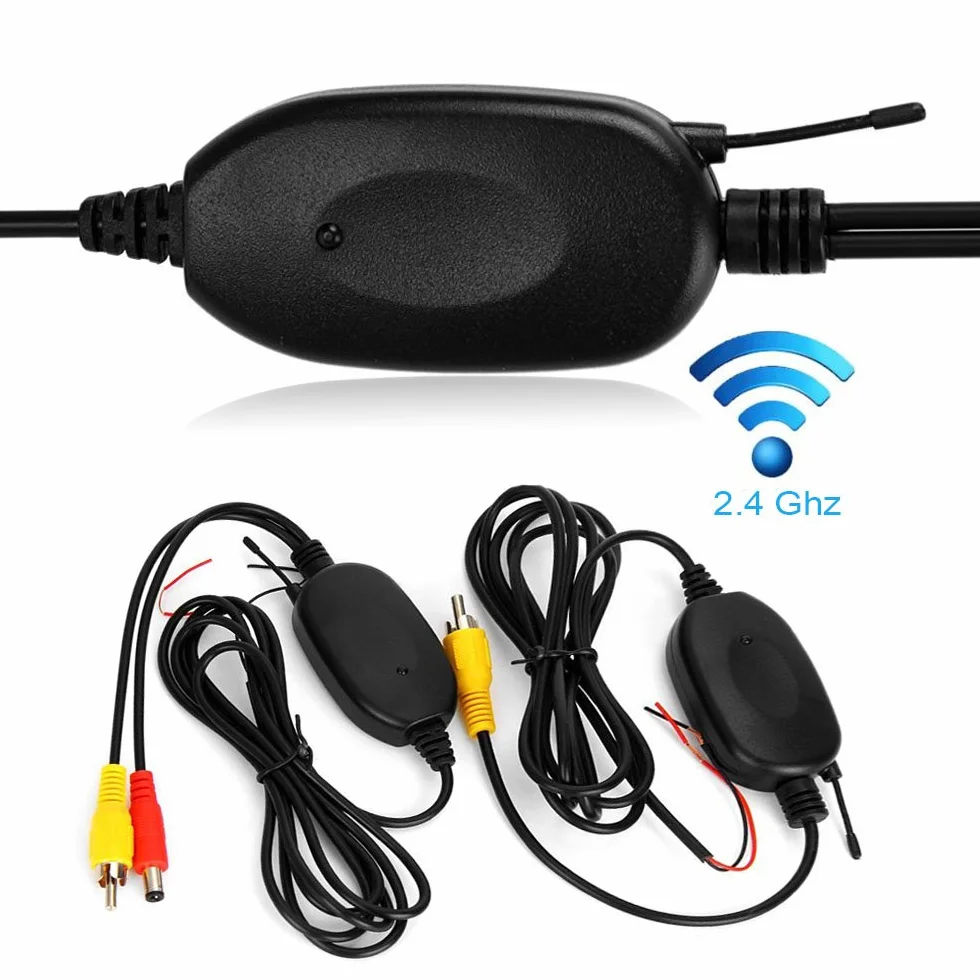 2.4 GHz Wireless Video Car Rear View Camera RCA Video Trasmettitore Ricevitore Kit per auto Telecamera retrovisore Monitor Ricevitore Cam DVD GPS Car Radio Player Module Adapte Trigger