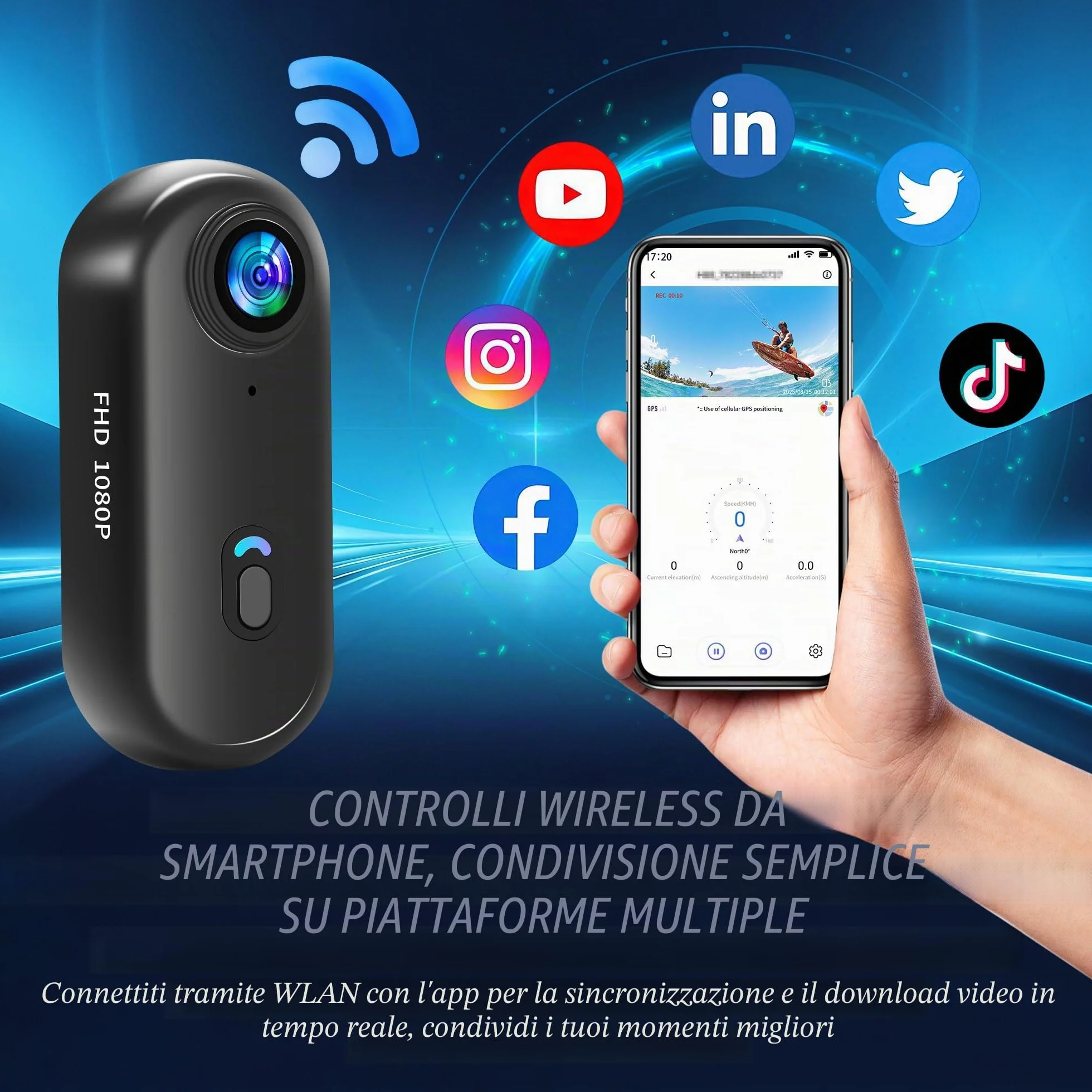 Action Cam Con 64G, 1080P Sport Camera, Bodycam Polizia Professionale, Fotocamera Sott'acqua 30M Videocamera, Mini Telecamera Dash Cam Videocamera, Fotocamera per Conferenze Viaggio