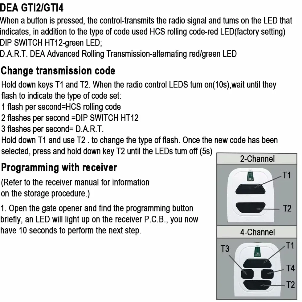 Telecomando compatibile per porta del garage, 433,92 MHz, compatibile con Avec DEA GTI4/2, GT2/4, Mio TR2/4, Mio TR2N/4N, 3 pezzi