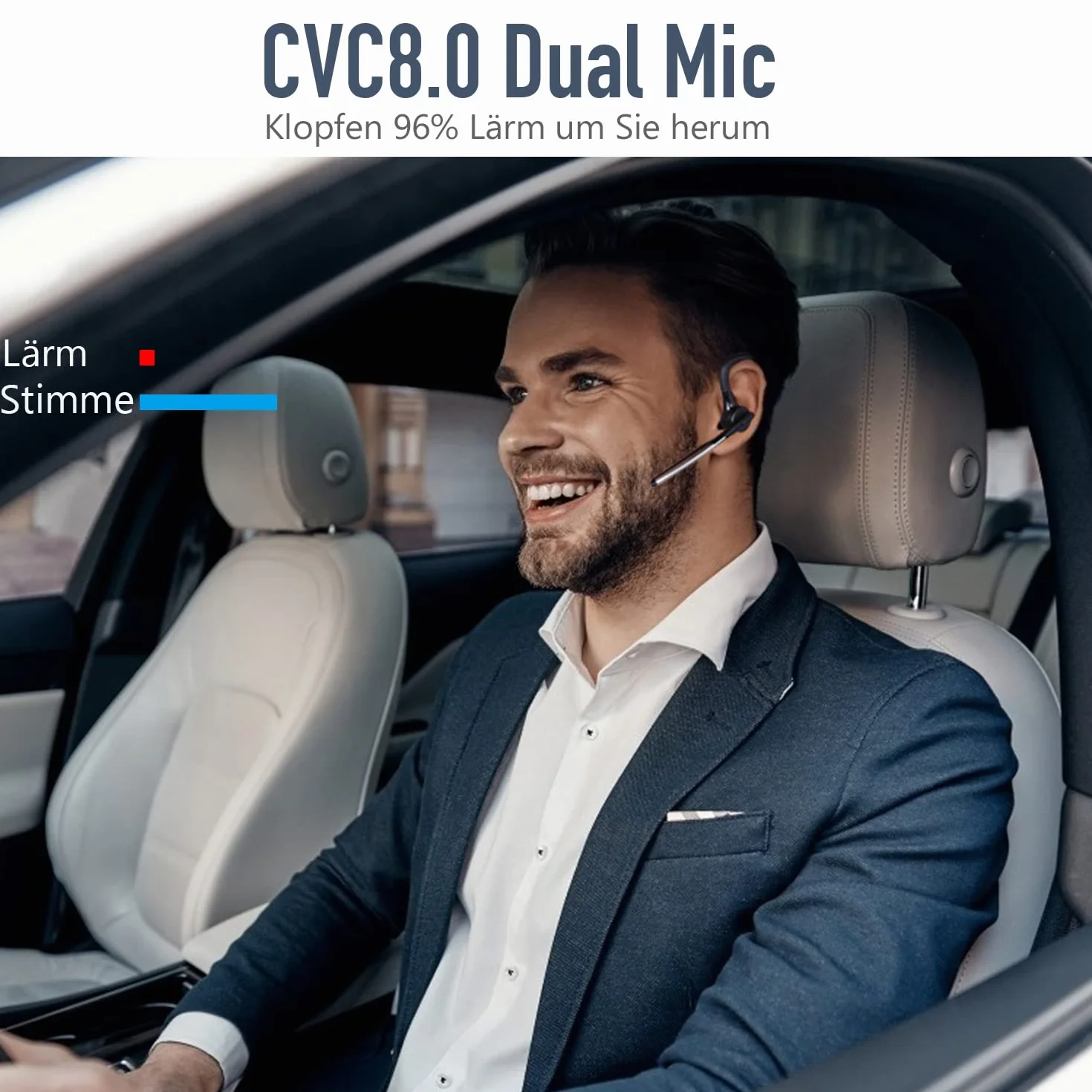 Conambo K18 - Cuffie Bluetooth V5.1 CVC8.0 con cancellazione rumore, 16 ore conversazione, auricolare microfono cellulare camionista, autista ufficio