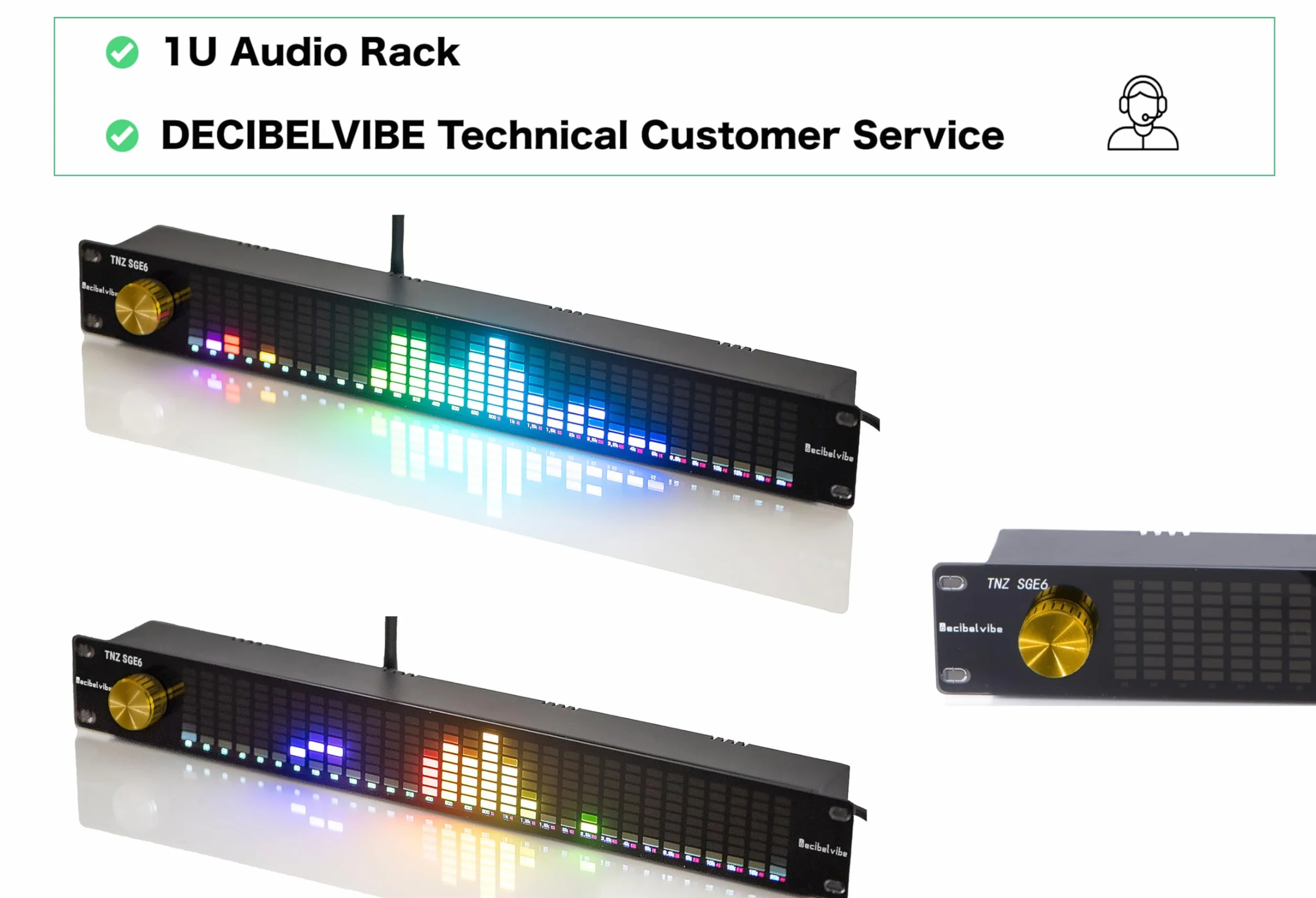 Decibelvibe TNZ SGE6 - Equalizzatore grafico audio con ingresso/uscita RCA-Jack 3.5, ingresso wireless tramite microfono integrato, ingresso USB e Bluetooth, preamplificatore audio per sistemi