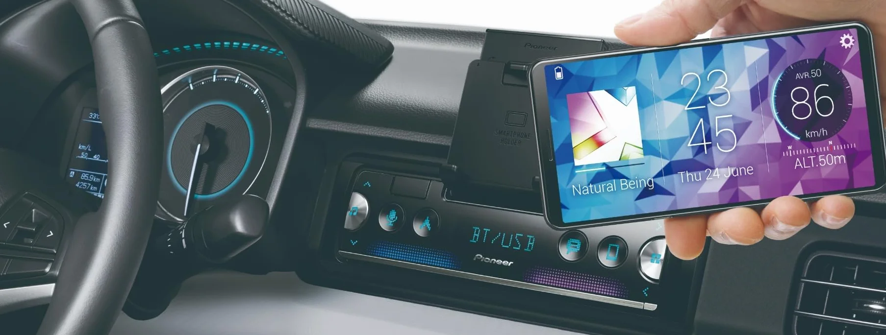 Pioneer SPH-20DAB, 1DIN Autoradio con RDS e DAB+, Bluetooth, USB per MP3, WMA, WAV, FLAC, supporto per Android, controllo da iPhone, Smart Sync App