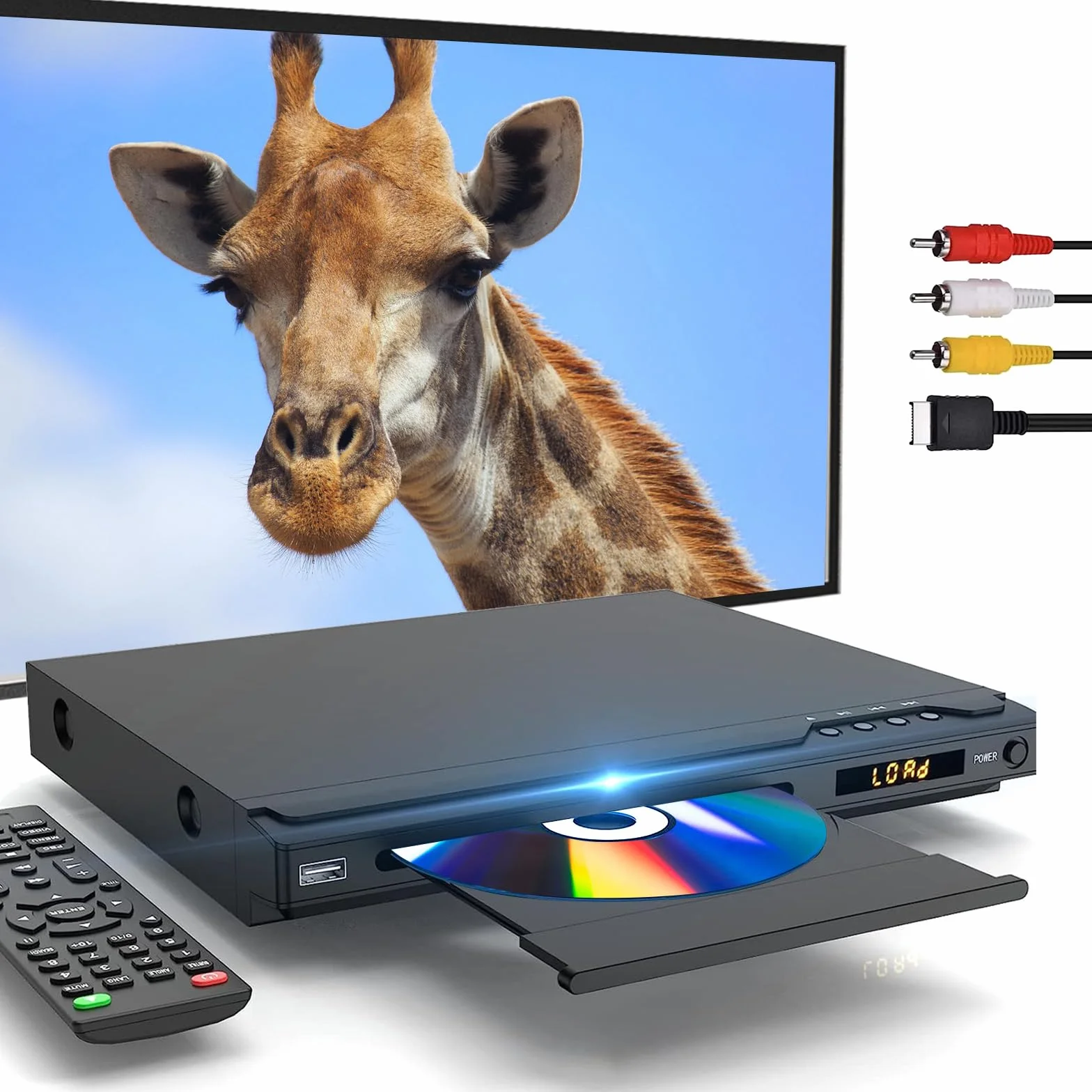 HDMI Lettore DVD per TV, 1080P Lettori DVDs con supporto PAL/NTSC, Lettore CD senza regione con porte Karaoke, Ingresso USB, Cavi HDMI e AV, DVD Player per TV Domestica in Nero