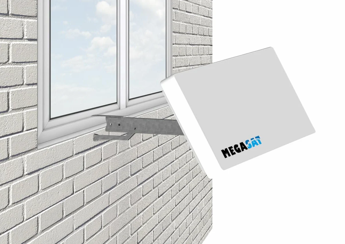 Megasat Antenna piatta D1 Profi-Line – Antenna satellitare piatta (1 utente, LNB intercambiabile, installazione a parete, supporto per palo/balcone o finestra) – Bianco