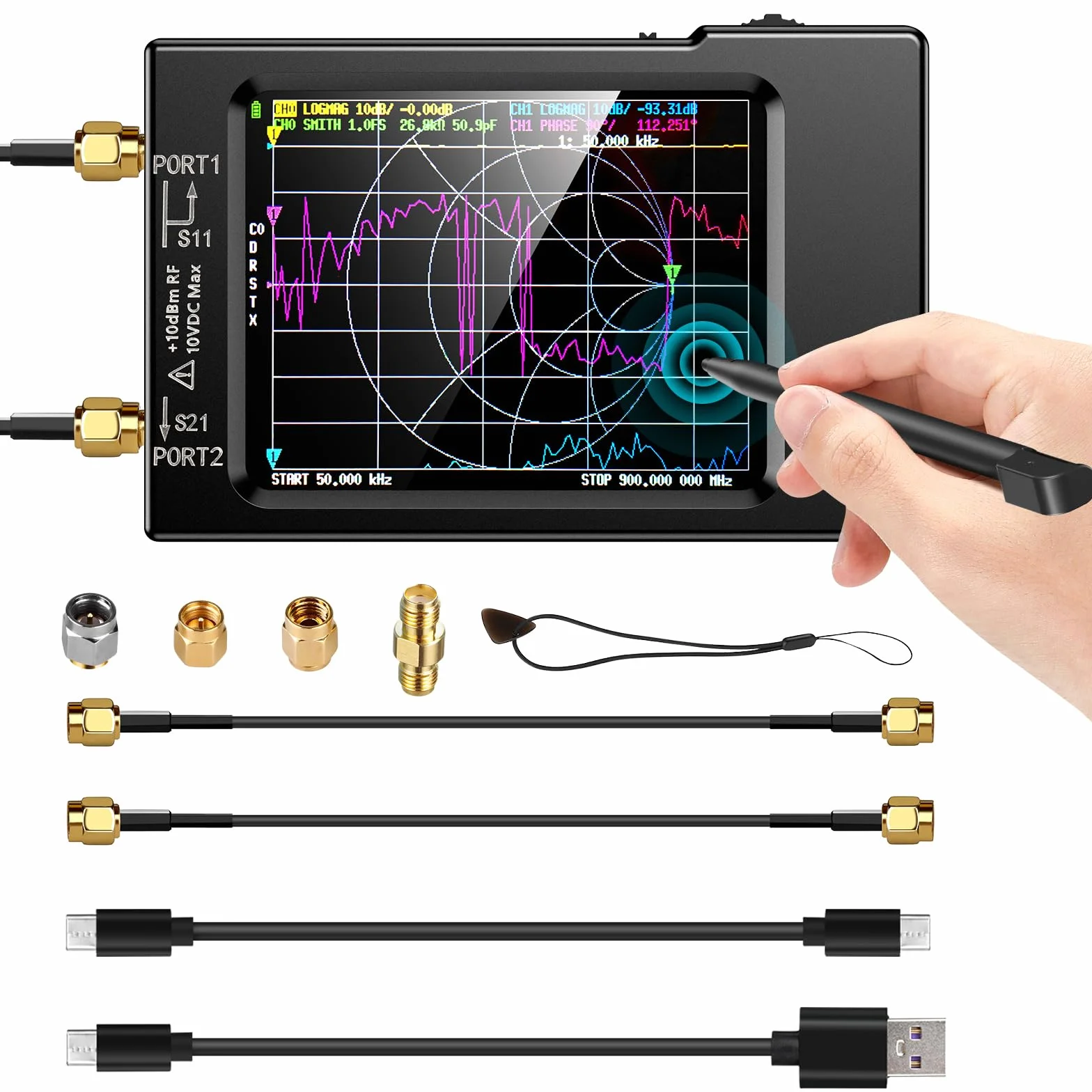 Elikliv NanoVNA-H Analizzatore di Rete Vettoriale, Analizzatore di Antenna 10KHz-1,5GHz Ultima Versione HW 3,6 HF VHF UHF per Parametri S, VSWR e Analisi di Picco, Fase, Ritardo e Diagramma Smith