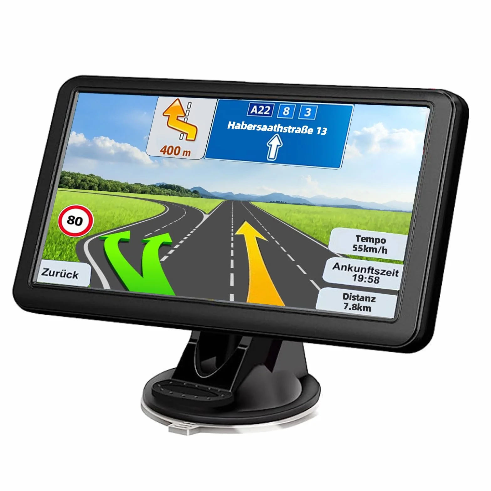 Navigatore Satellitare Auto Camion: 2023 touch screen 7 pollici 8G 256M navigatore con guida vocale, allarme flash, aggiornamento gratuito della mappa, nero