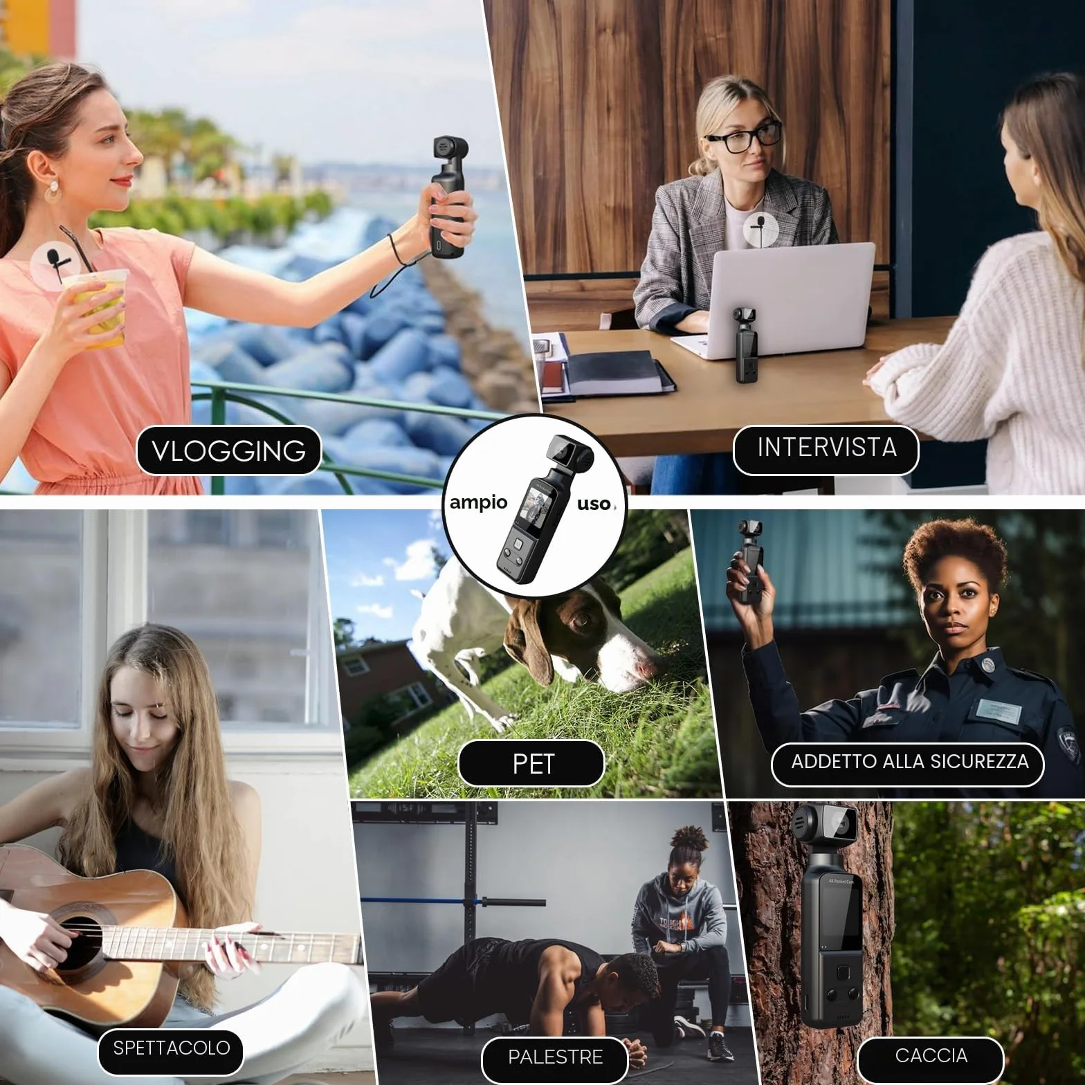 ydi Telecamera da Corpo 4K con Microfono Esterno, Video & Audio Mini Vlog Videocamera Tascabile Rotazione 270° Telecamera per Sport, Bici, Viaggi, Strumento di Polizia, 64 GB Inclusi