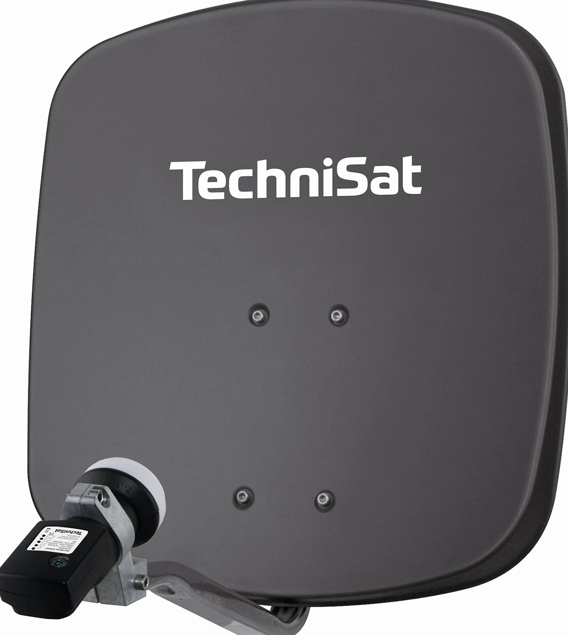 TechniSat DIGIDISH 45 - Antenna parabolica per 1 partecipante (piccola antenna parabolica di 45 cm - set completo con supporto a muro e cercatore di satelliti V/H-LNB) grigio