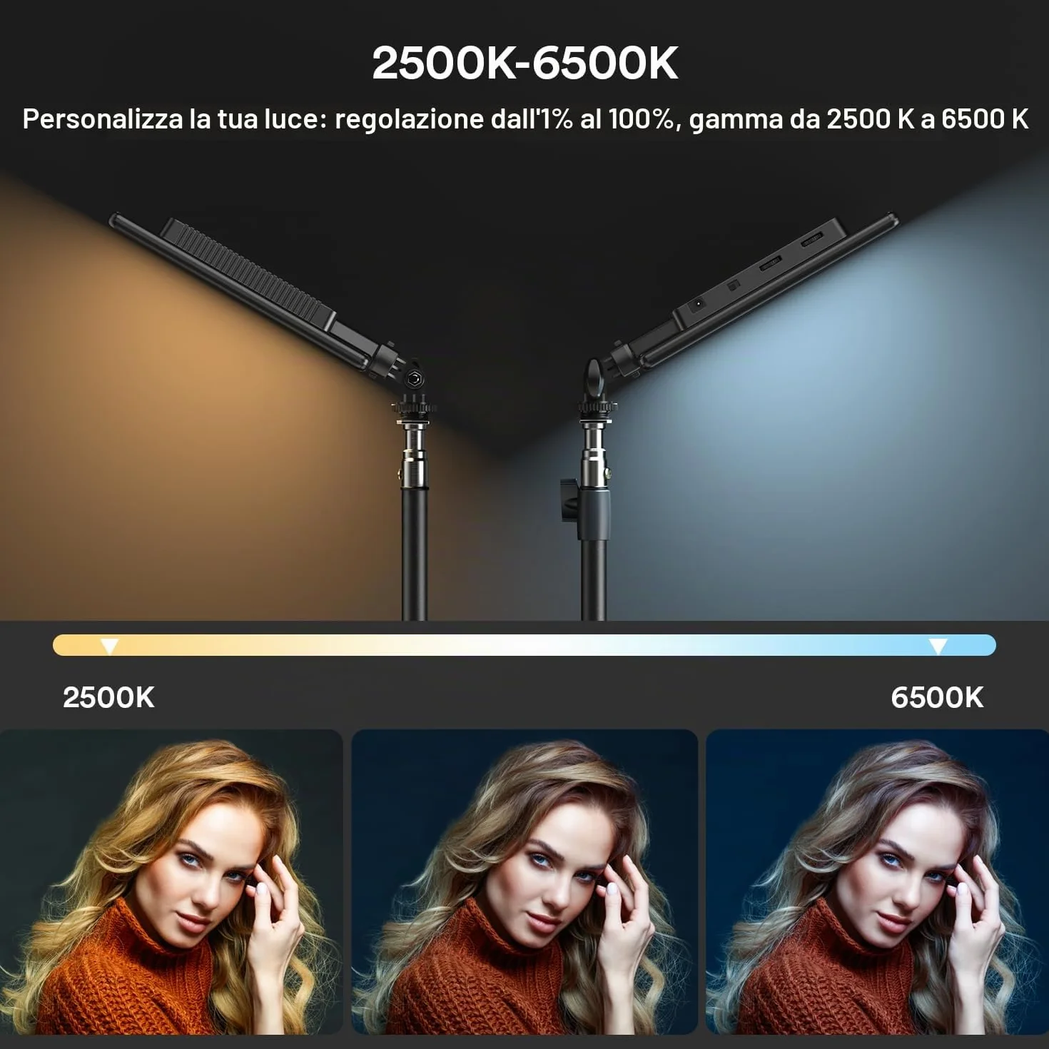 RALENO Luce Fotografica Kit di Illuminazione a 192 LED con Treppiede, Batteria Integrata da 8000mAh, 2500-6500K Bicolore Dimmerabile CRI95 per YouTube Fotografia Registrazioni Video in Studio