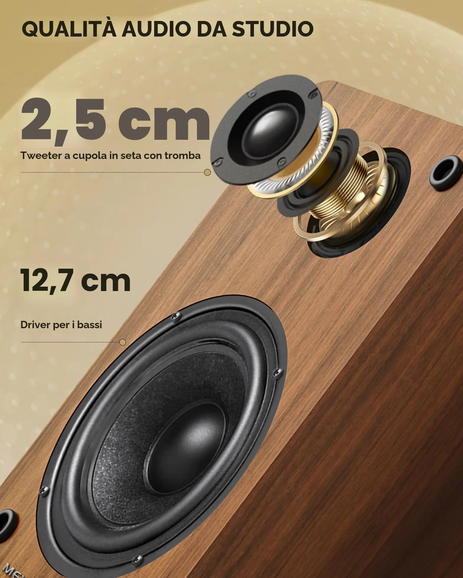 Altoparlanti da Scaffale Attivi - 36W RMS Diffusori da scaffale con BT 5.4 Audio Digitale USB Monitor Studio, 1" Tweeter e Woofer 5" Bassi e Alti Regolabili Per TV, PC e giradischi